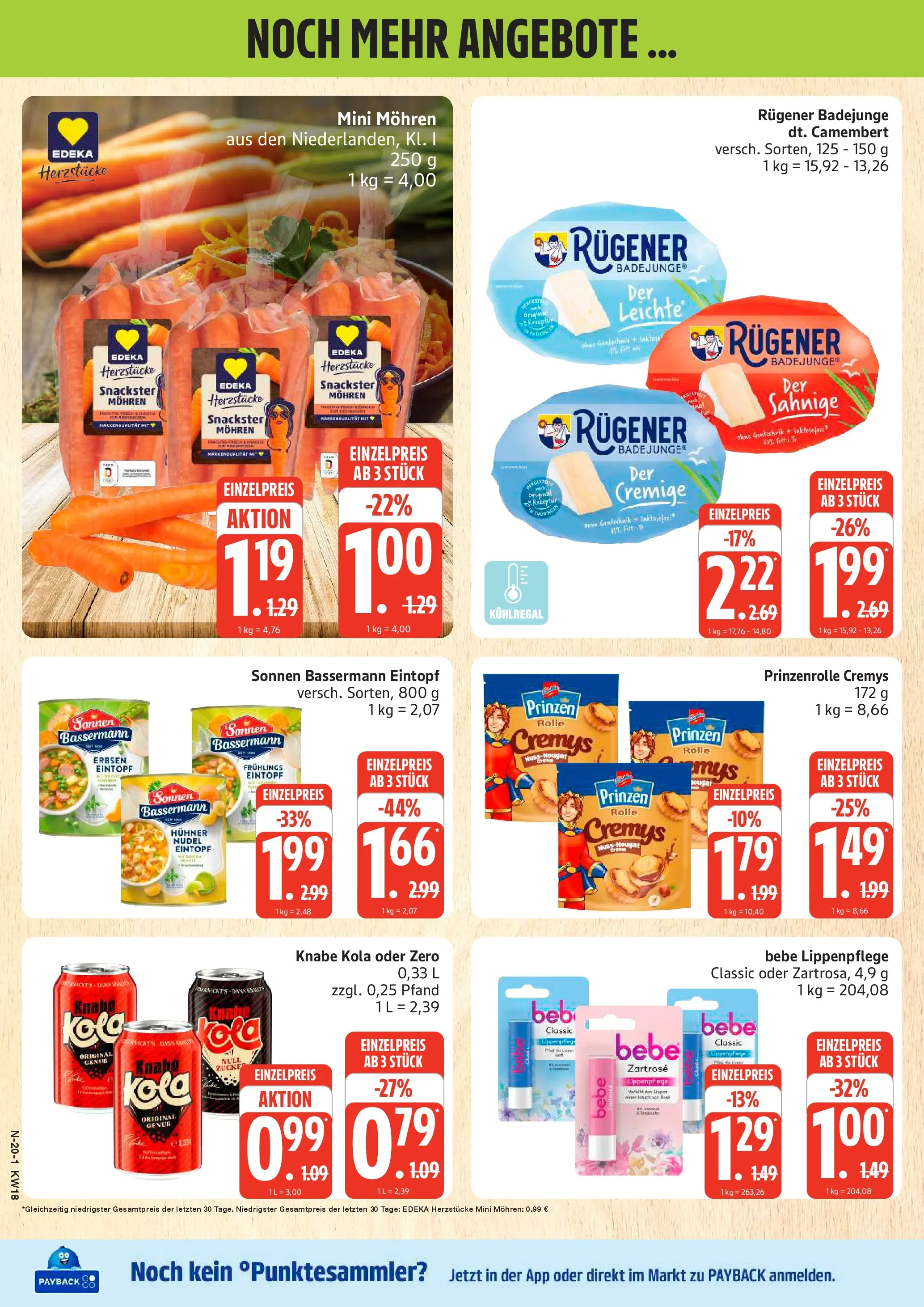 Edeka prospekt Rostock	 (ab 27.04.2026) » Angebote Online | Seite: 20 | Produkte: Mohren, Zucker, Lip Balm, Erbsen