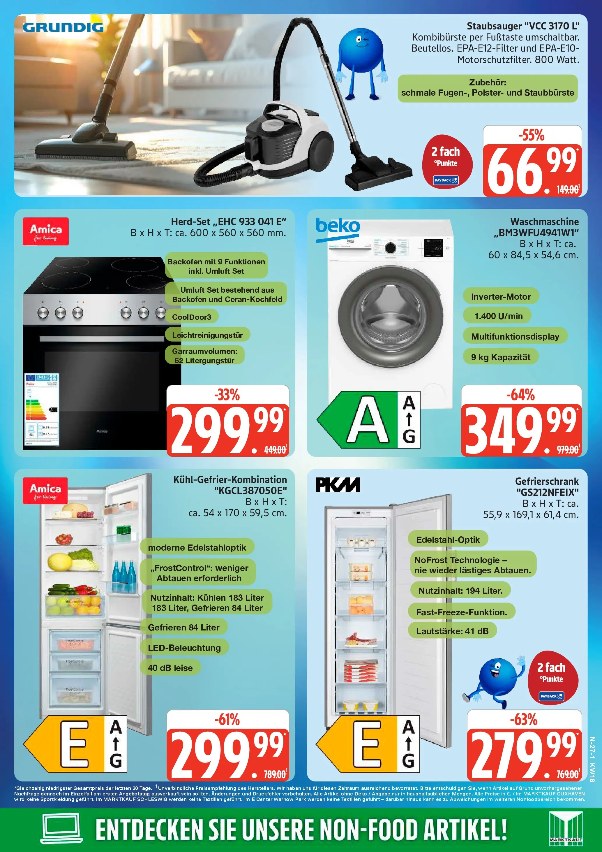 Edeka prospekt Rostock	 (ab 27.04.2026) » Angebote Online | Seite: 27 | Produkte: Gefrierschrank, Staubsauger, Backofen, Kühlgefrierkombination