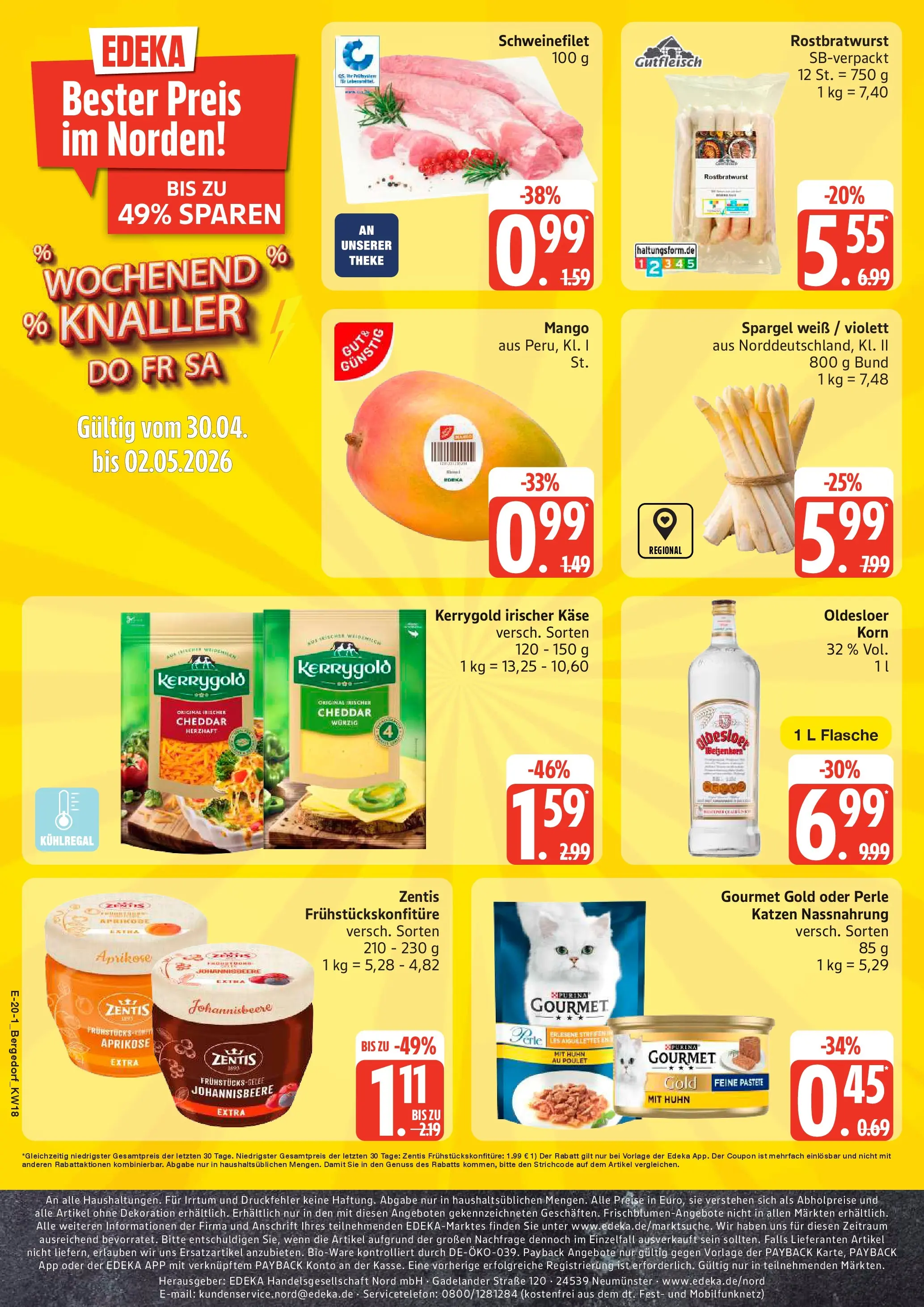 Edeka prospekt Hamburg	 (ab 27.04.2026) » Angebote Online | Seite: 23 | Produkte: Käse, Oldesloer, Schweinefilet, Mango