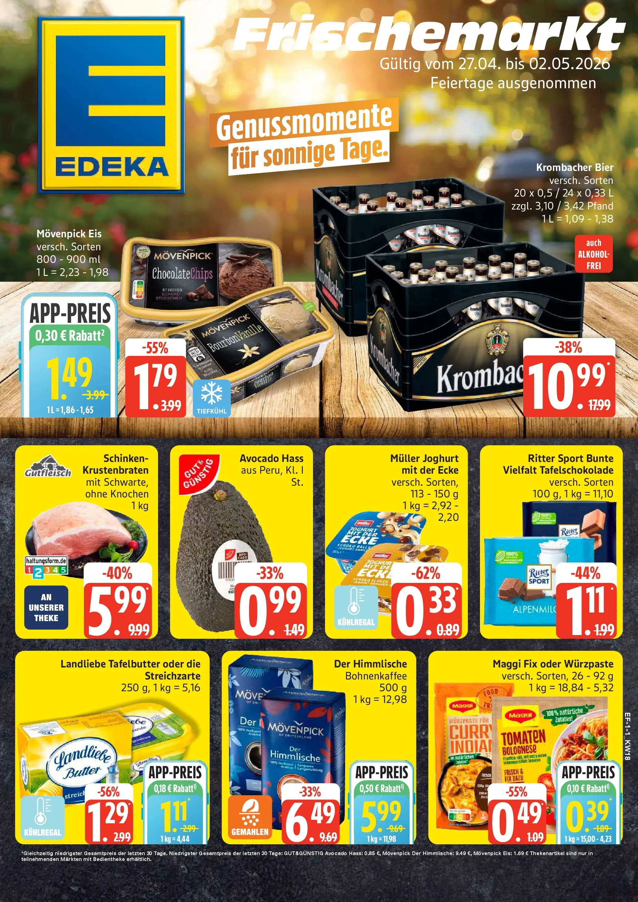 Edeka prospekt Luhnstedt	 (ab 27.04.2026) » Angebote Online | Seite: 1 | Produkte: Butter, Joghurt, Ritter sport, Maggi fix