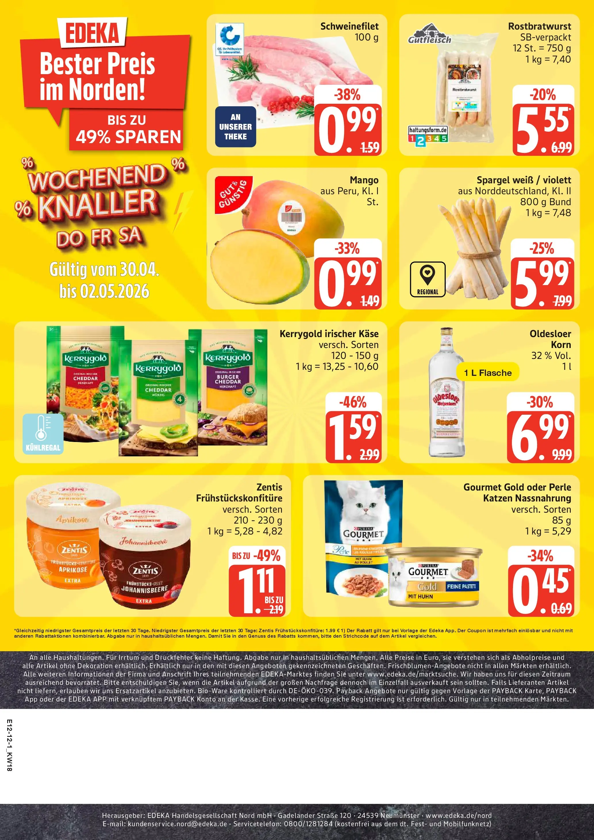 Edeka prospekt Hamburg	 (ab 27.04.2026) » Angebote Online | Seite: 12 | Produkte: Theke, Burger, Schweinefilet, Mango