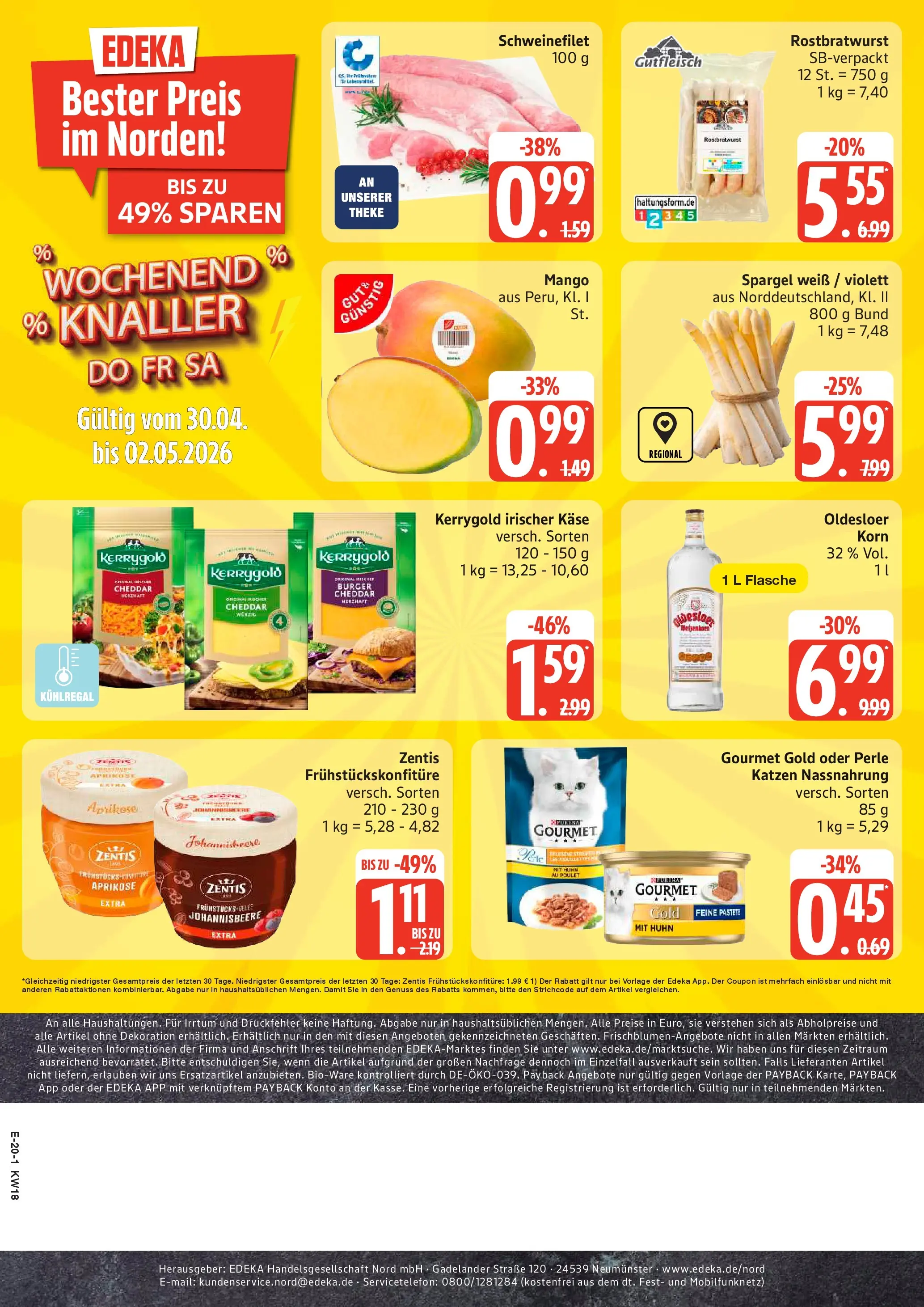 Edeka prospekt Großenwiehe	 (ab 27.04.2026) » Angebote Online | Seite: 23 | Produkte: Burger, Oldesloer, Schweinefilet, Mango