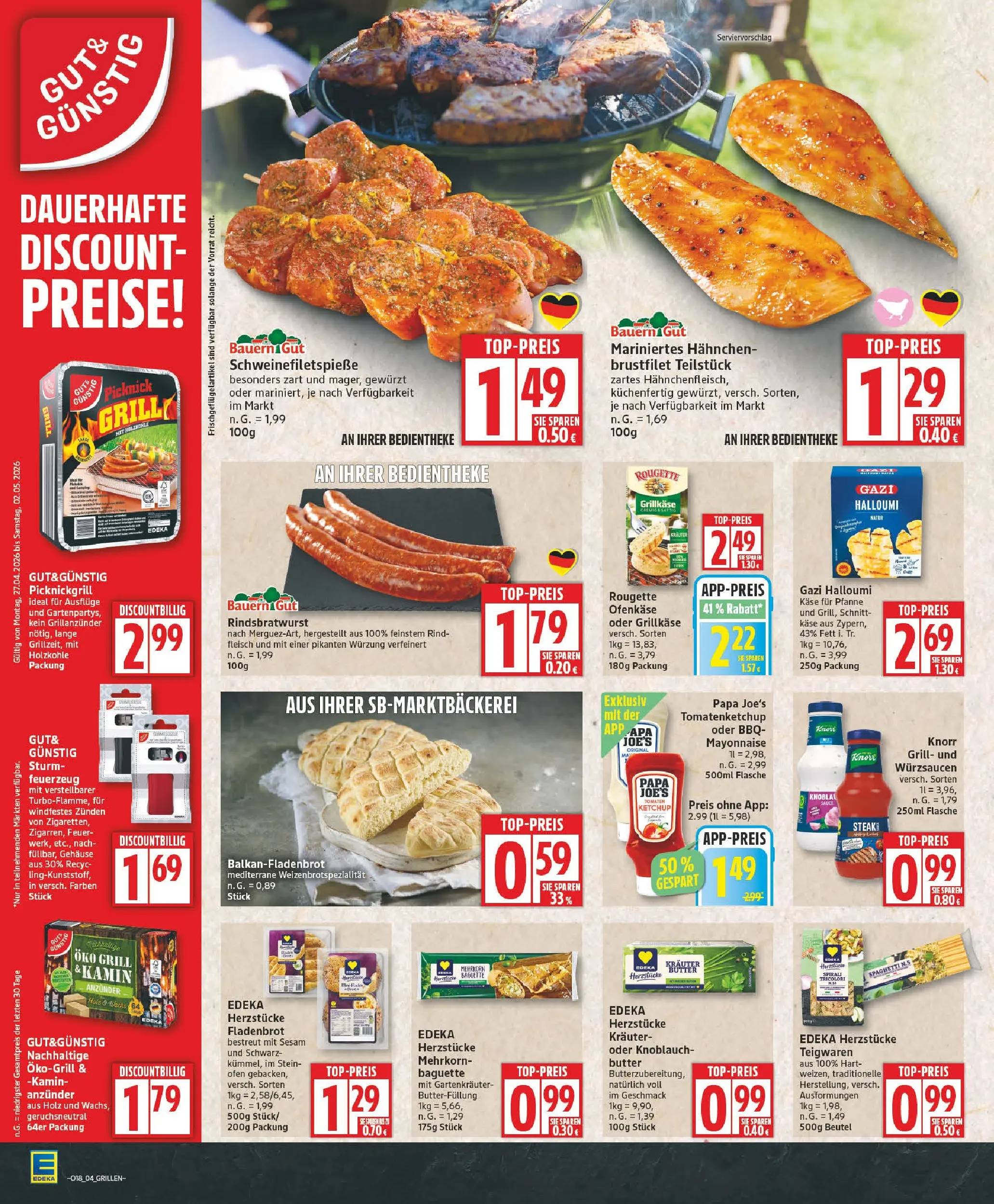 Edeka prospekt Zossen	 (ab 27.04.2026) » Angebote Online | Seite: 4 | Produkte: Grill, Hahnchen, Pasta, Ketchup