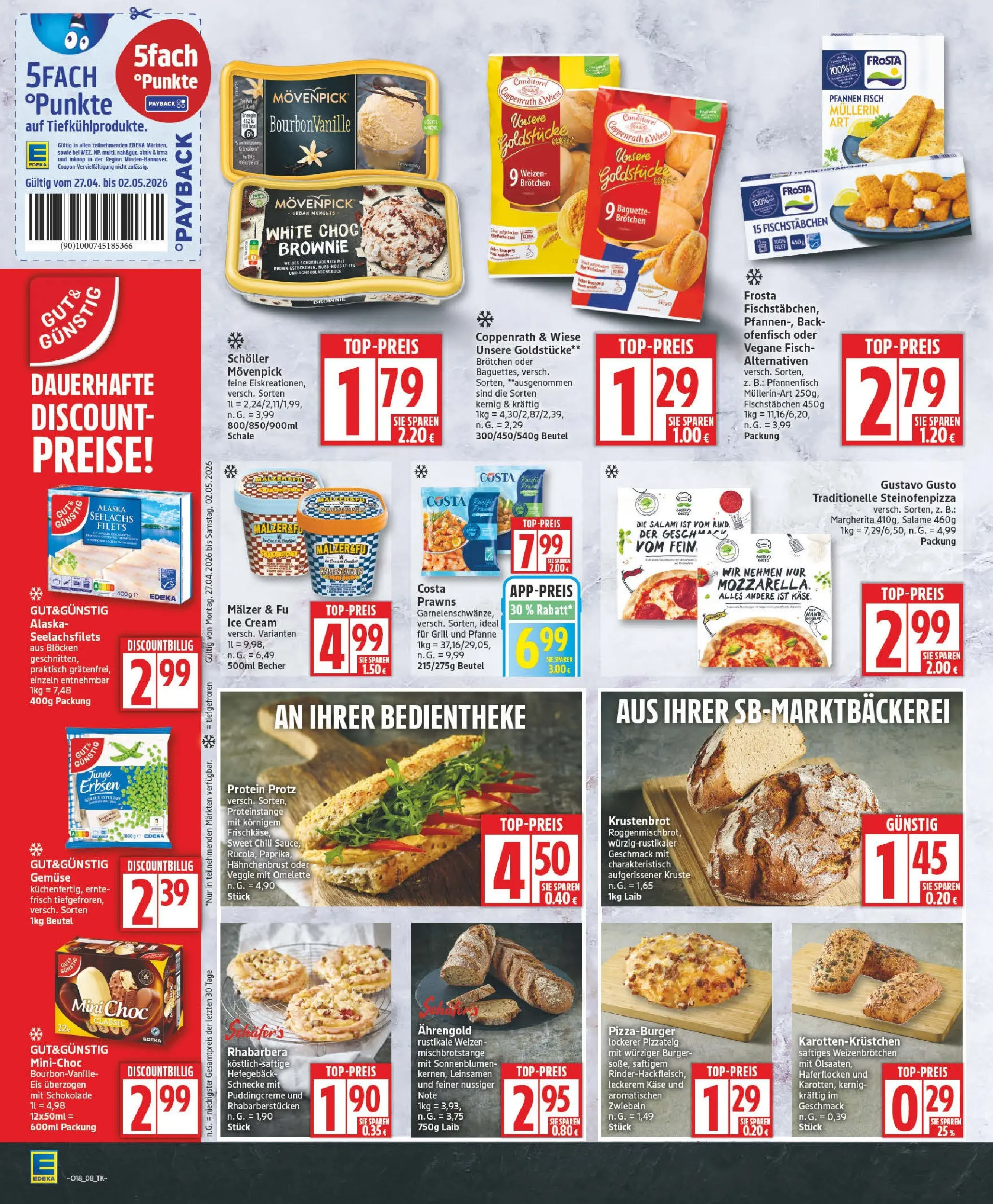Edeka prospekt Zossen	 (ab 27.04.2026) » Angebote Online | Seite: 8 | Produkte: Gustavo gusto, Burger, Fisch, Fischstabchen