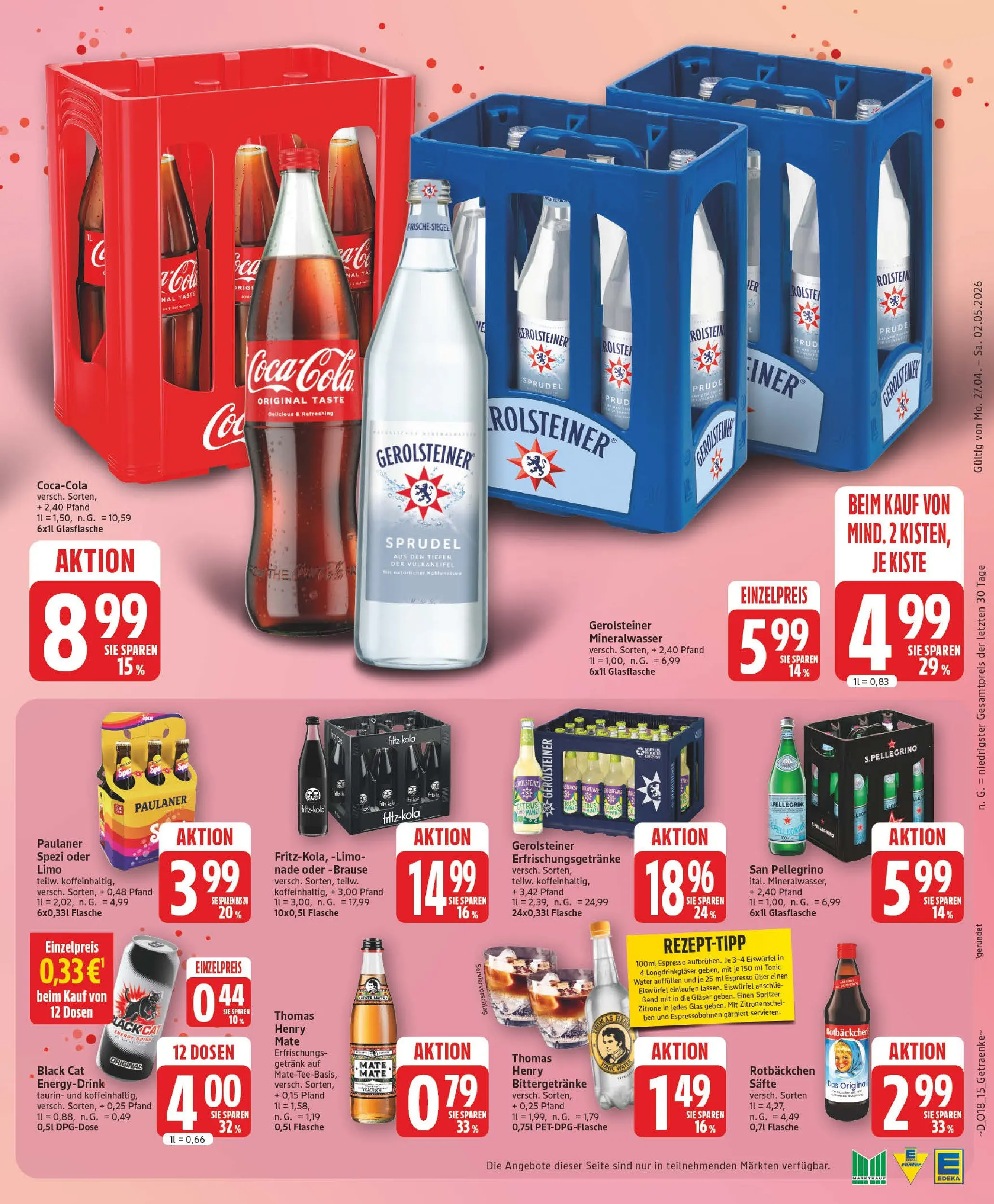 Edeka prospekt Zossen	 (ab 27.04.2026) » Angebote Online | Seite: 15 | Produkte: Energy, Mineralwasser, Paulaner, Gerolsteiner