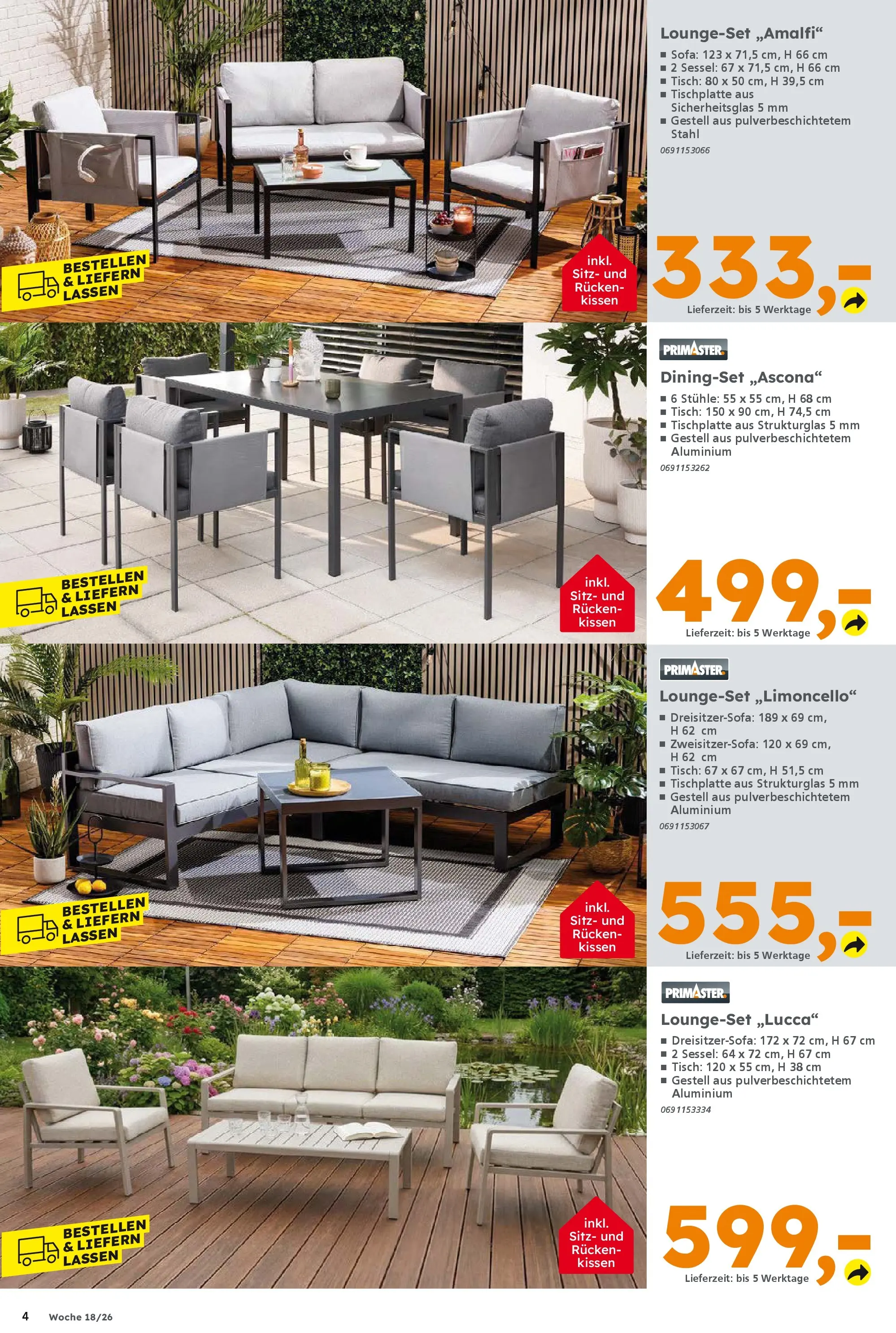 Globus Baumarkt Prospekt Dresden	 (ab 27.04.2026) zum Blättern | Seite: 4 | Produkte: Kissen, Sofa, Sessel, Tisch