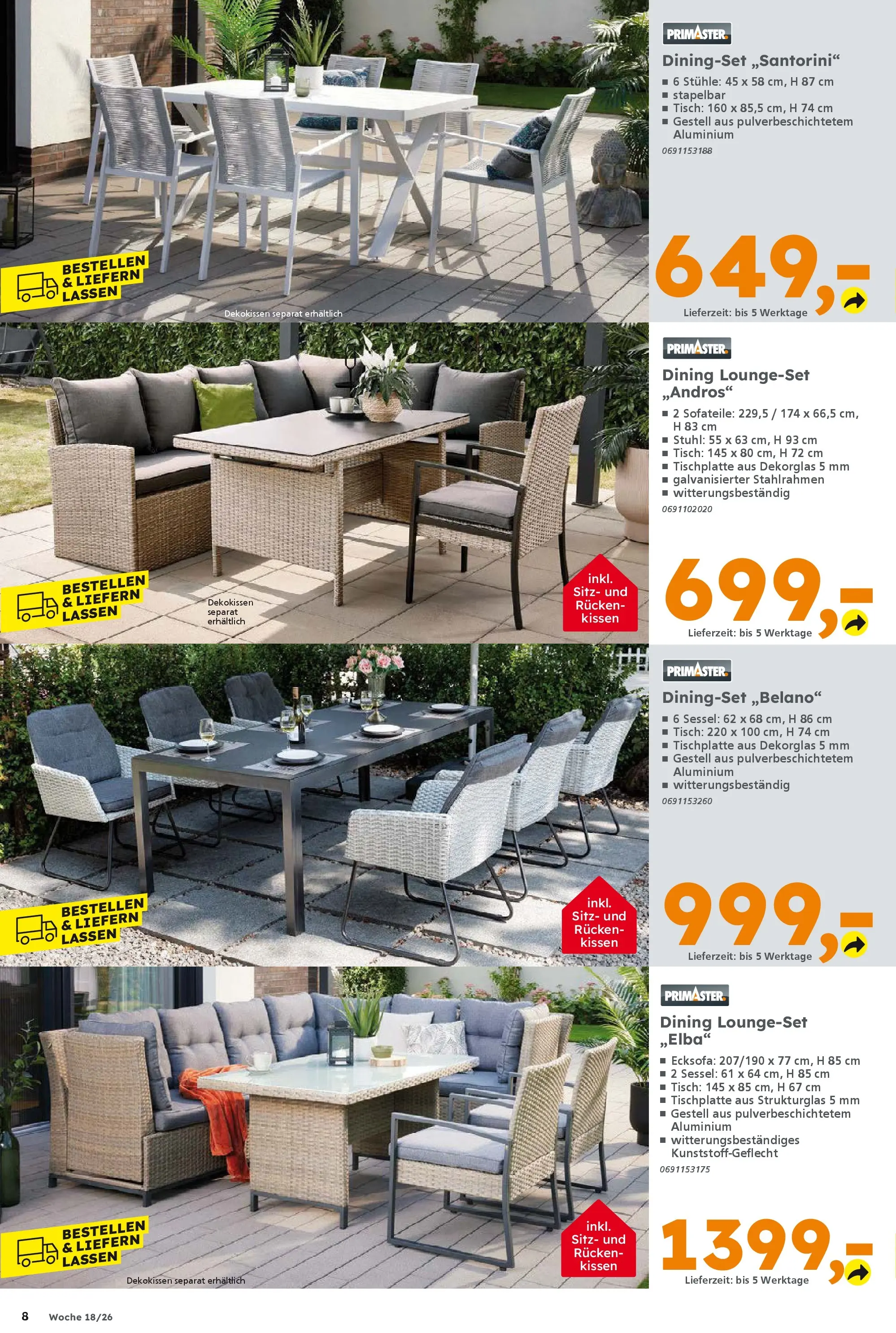 Globus Baumarkt Prospekt Dresden	 (ab 27.04.2026) zum Blättern | Seite: 8 | Produkte: Ecksofa, Kissen, Sessel, Stuhl