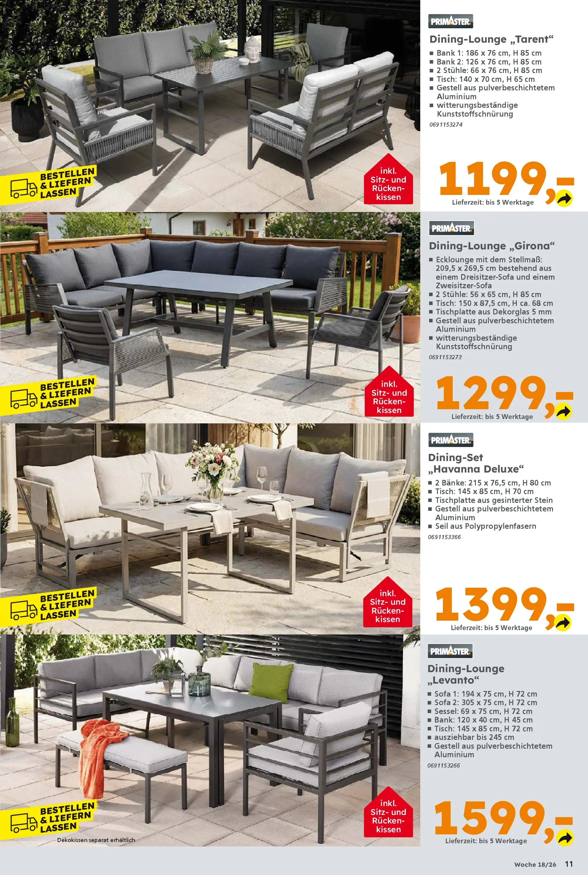 Globus Baumarkt Prospekt Dresden	 (ab 27.04.2026) zum Blättern | Seite: 11 | Produkte: Kissen, Sofa, Sessel, Tisch