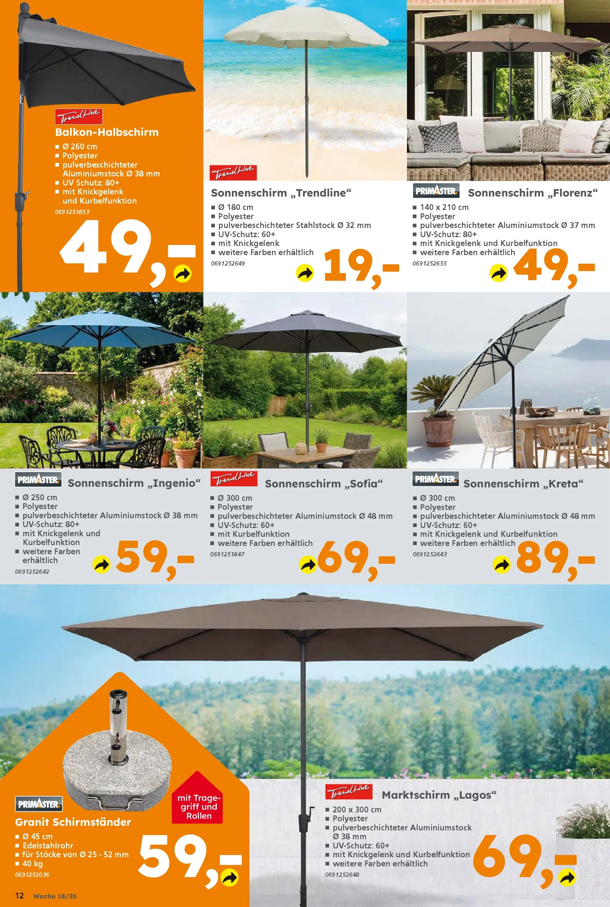 Globus Baumarkt Prospekt Dresden	 (ab 27.04.2026) zum Blättern | Seite: 12 | Produkte: Schirmständer, Sonnenschirm