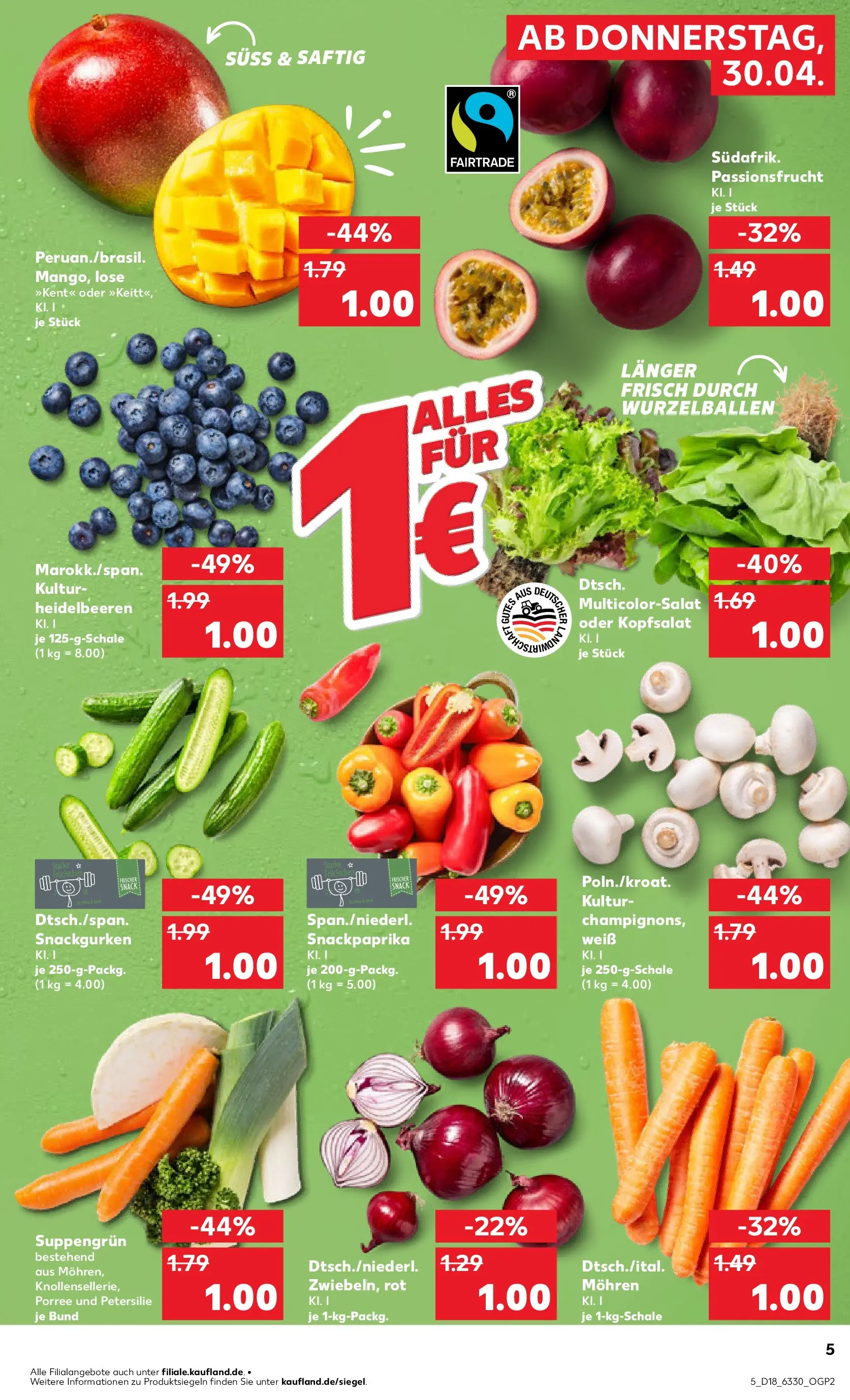 Prospekt Kaufland ab 29.04.2026 » Angebote Online zum Blättern | Seite: 5 | Produkte: Mohren, Heidelbeeren, Mango, Petersilie