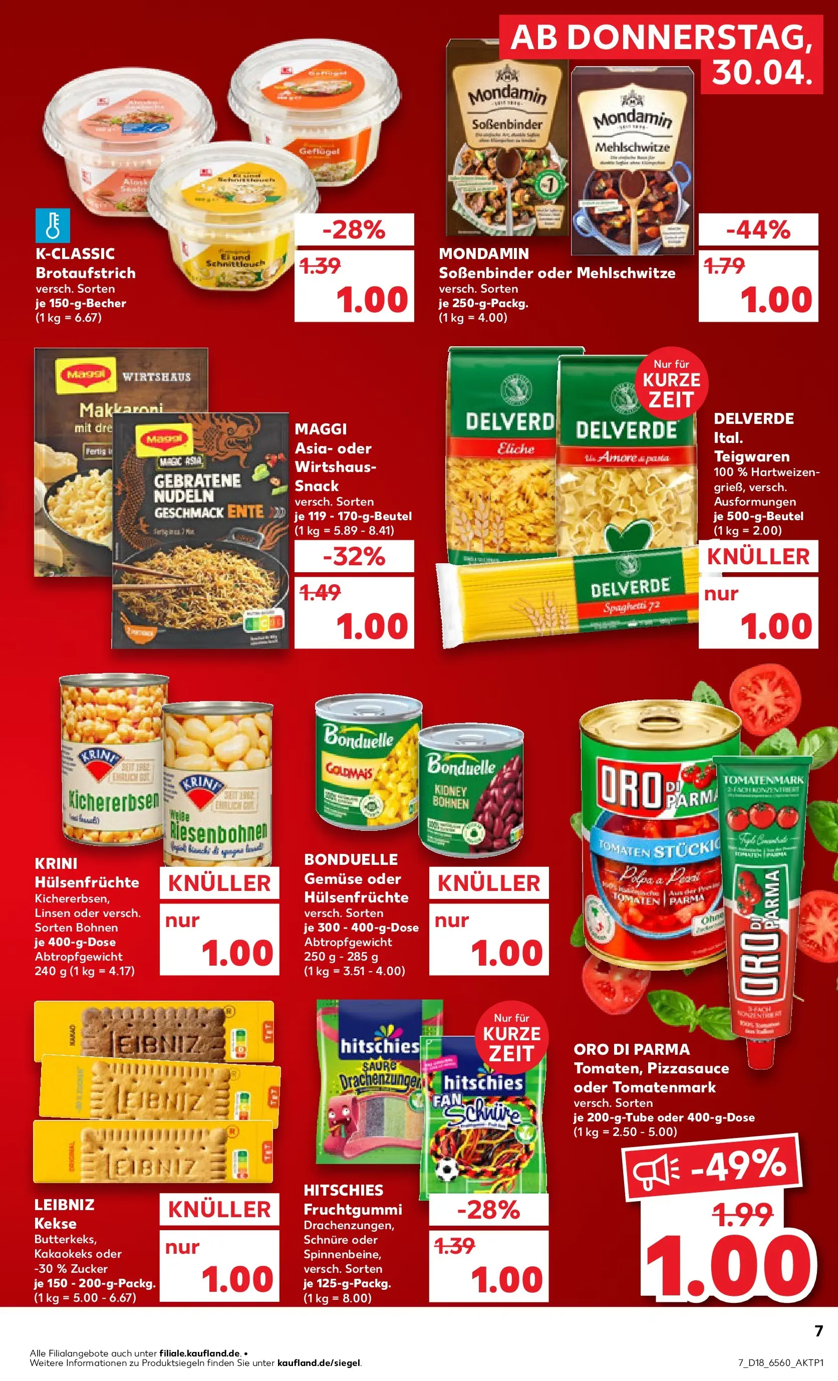 Prospekt Kaufland ab 29.04.2026 » Angebote Online zum Blättern | Seite: 7 | Produkte: Maggi, Tomaten, Oro di parma, Nudeln