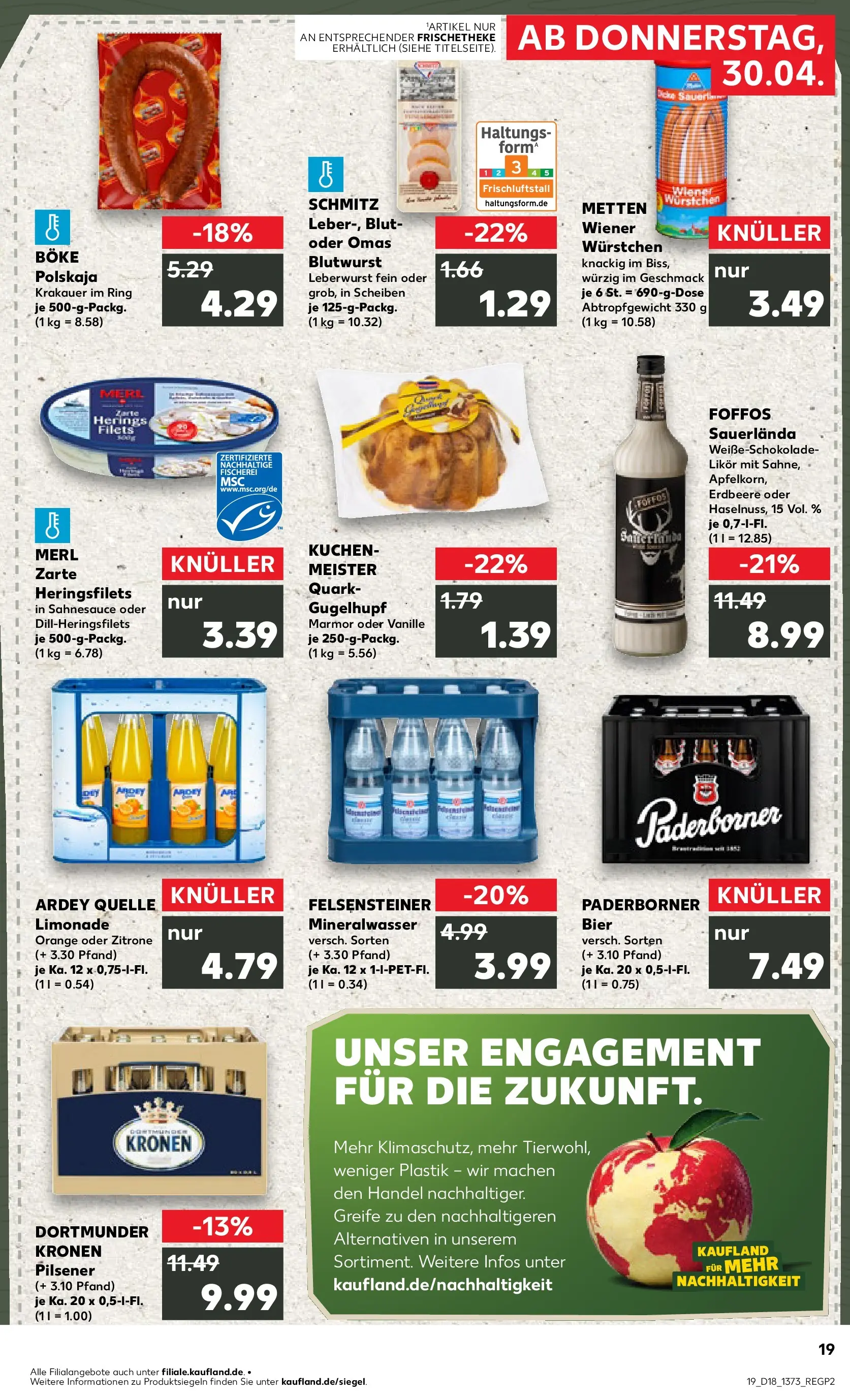 Prospekt Kaufland ab 30.04.2026 » Angebote Online zum Blättern | Seite: 19 | Produkte: Quark, Likör, Limonade, Mineralwasser
