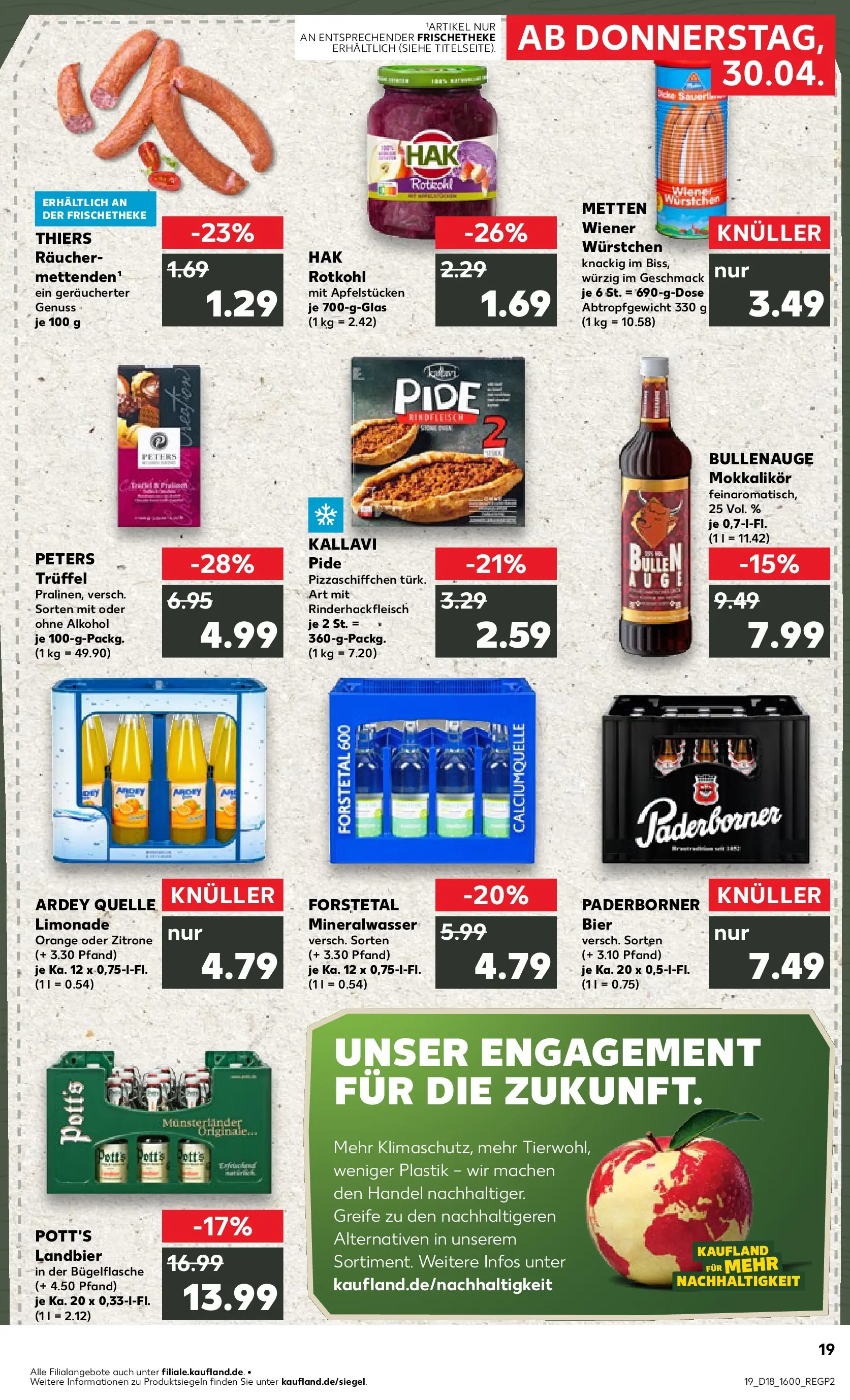 Prospekt Kaufland ab 30.04.2026 » Angebote Online zum Blättern | Seite: 19 | Produkte: Rotkohl, Bier, Mineralwasser, Zitrone