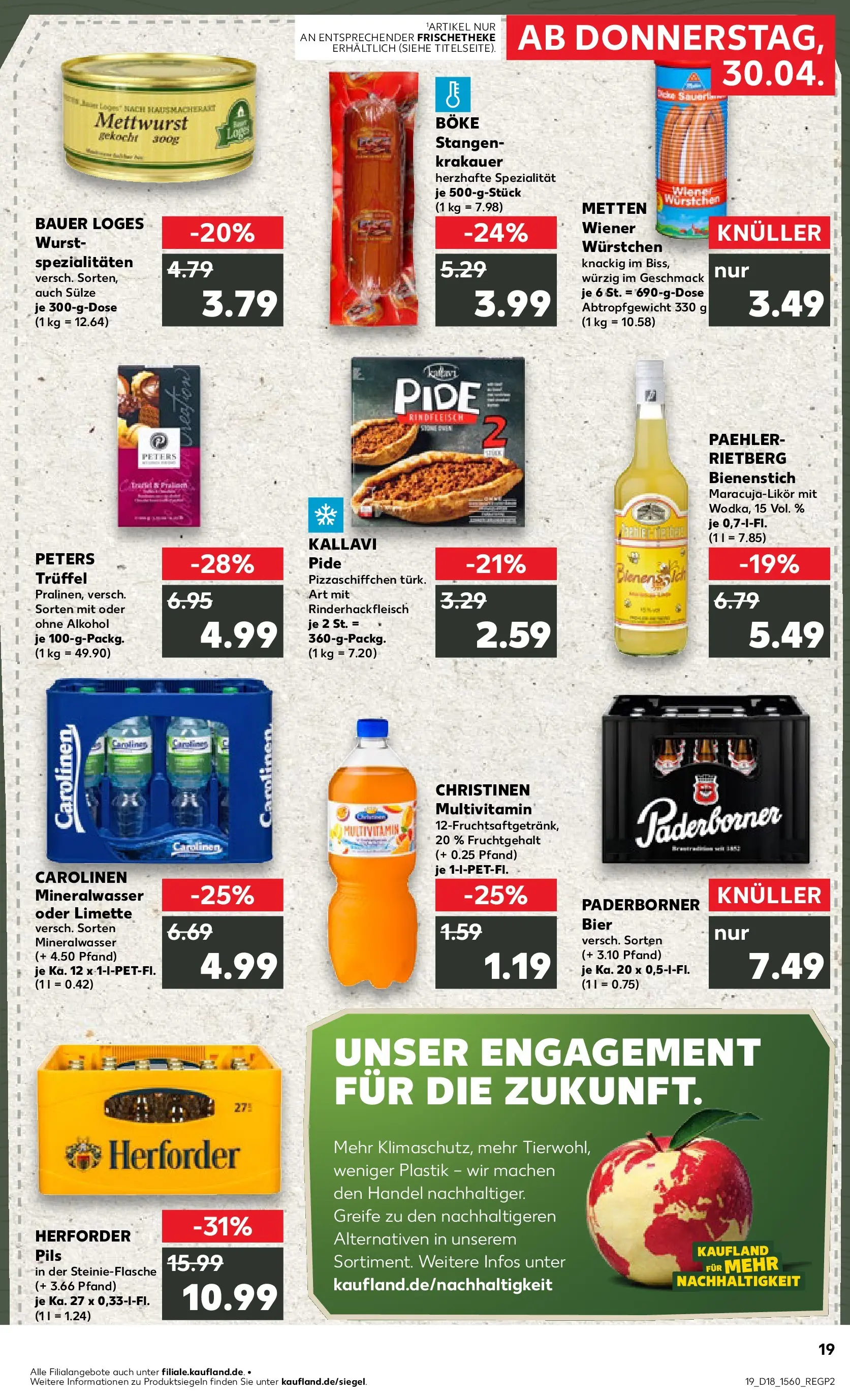 Prospekt Kaufland ab 30.04.2026 » Angebote Online zum Blättern | Seite: 19 | Produkte: Wiener wurstchen, Bier, Mineralwasser, Wurst