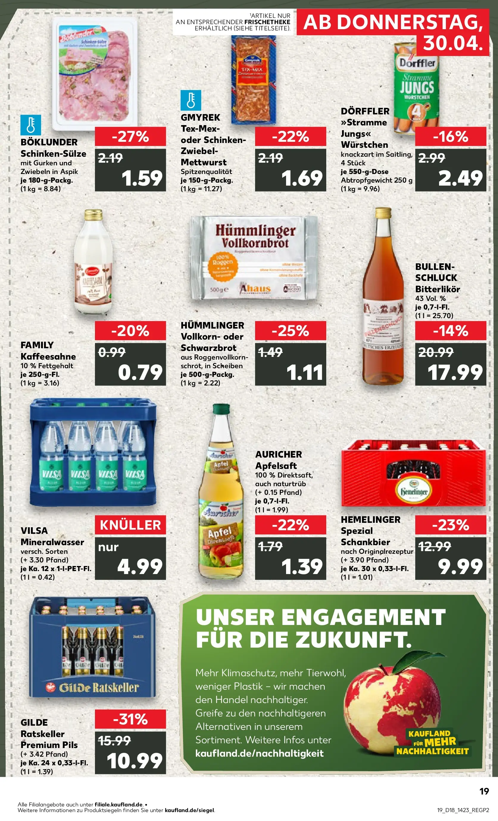 Prospekt Kaufland ab 30.04.2026 » Angebote Online zum Blättern | Seite: 19 | Produkte: Vollkornbrot, Äpfel, Apfelsaft, Mineralwasser