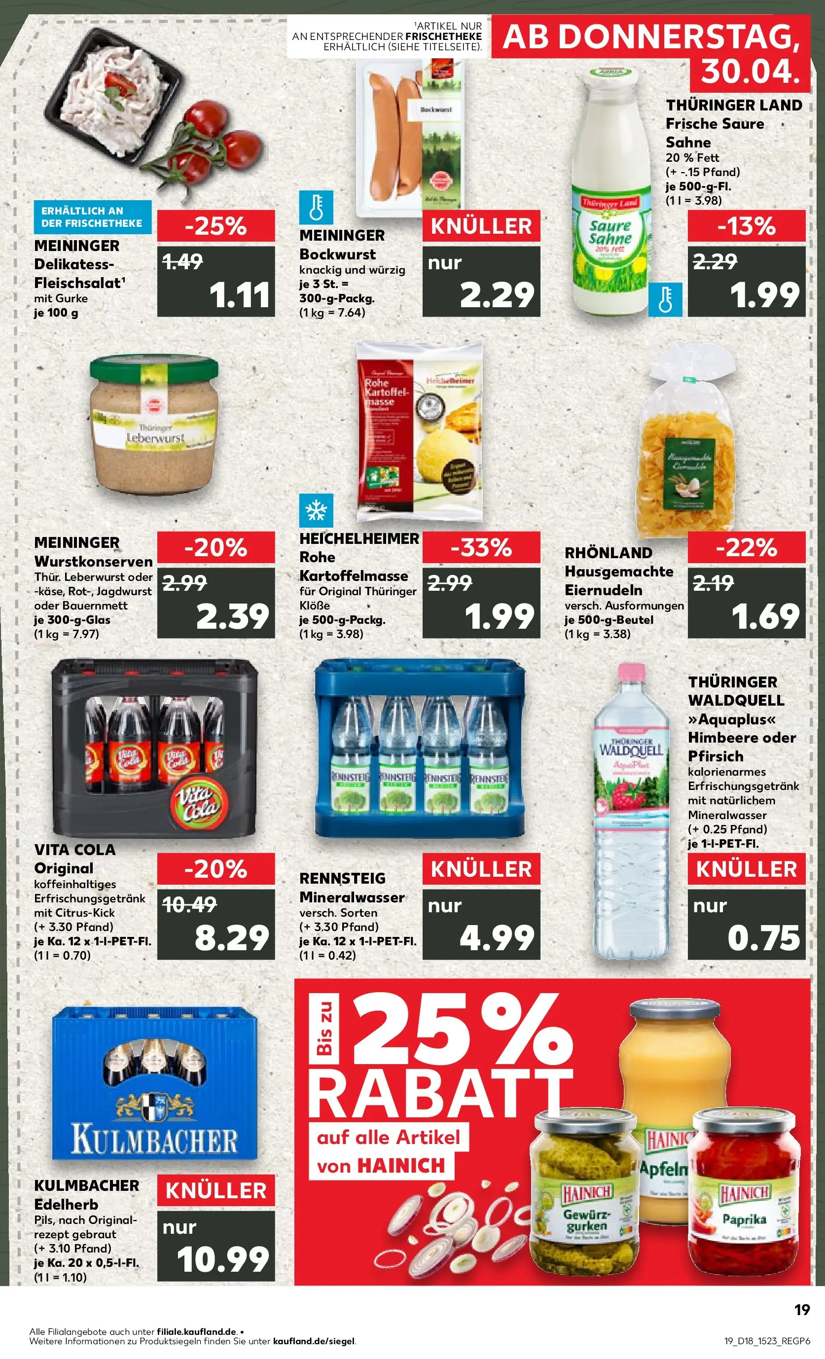 Prospekt Kaufland ab 30.04.2026 » Angebote Online zum Blättern | Seite: 19 | Produkte: Cola, Mineralwasser, Pfirsich, Vita cola