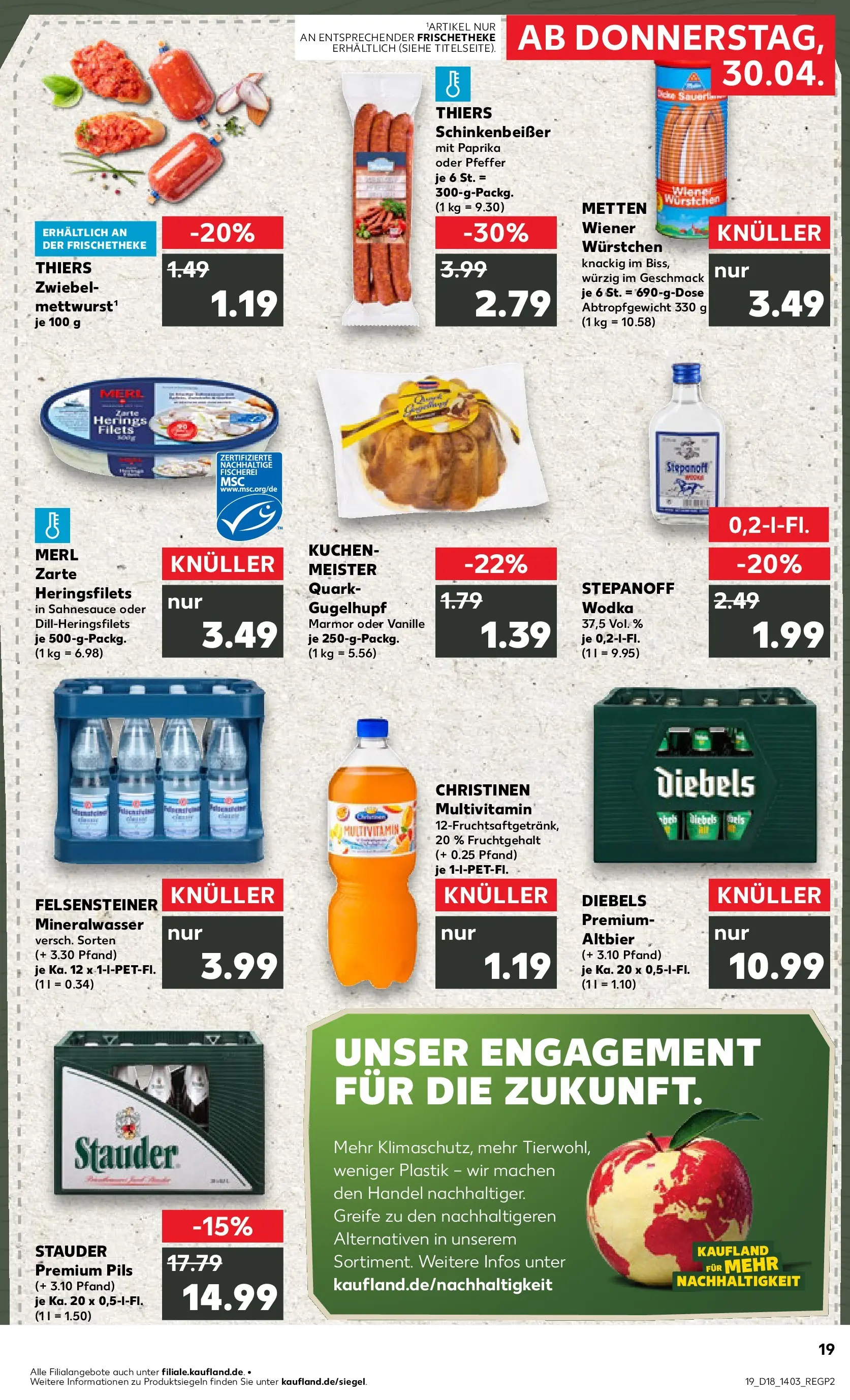 Prospekt Kaufland ab 30.04.2026 » Angebote Online zum Blättern | Seite: 19 | Produkte: Mineralwasser, Paprika, Kuchen, Wodka