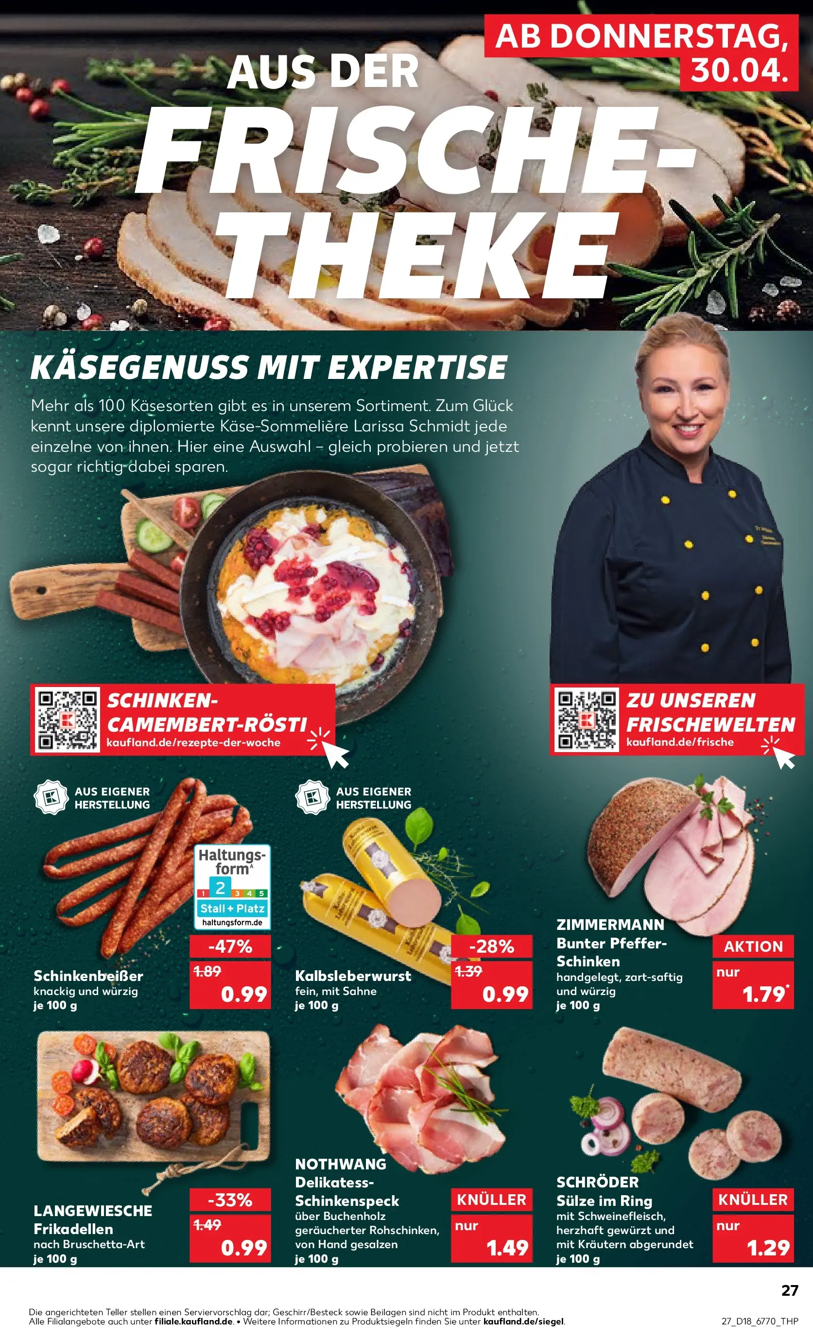 Prospekt Kaufland ab 29.04.2026 » Angebote Online zum Blättern | Seite: 27 | Produkte: Theke, Pfeffer, Schinken, Sahne