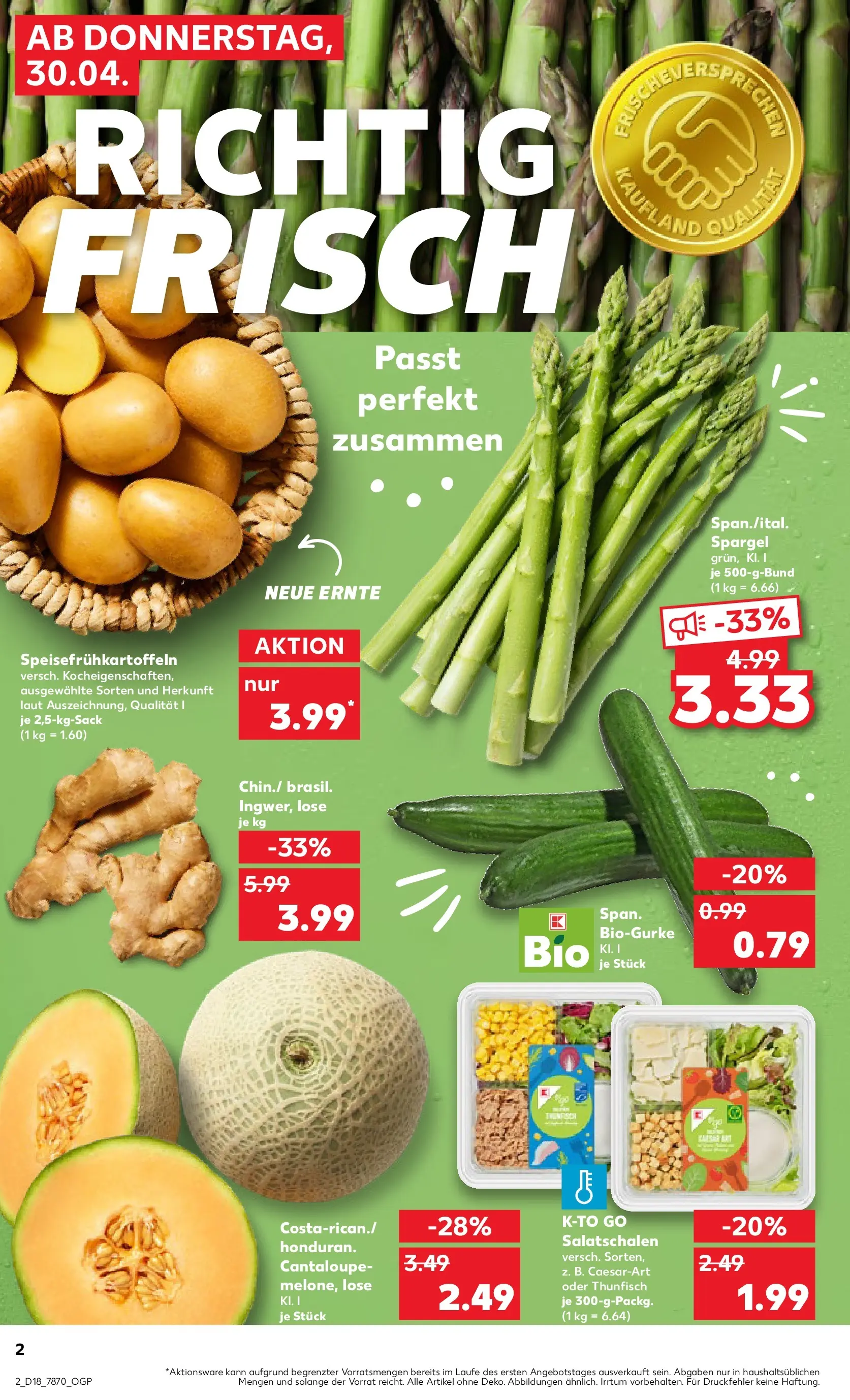 Prospekt Kaufland ab 30.04.2026 » Angebote Online zum Blättern | Seite: 2 | Produkte: Thunfisch, Spargel