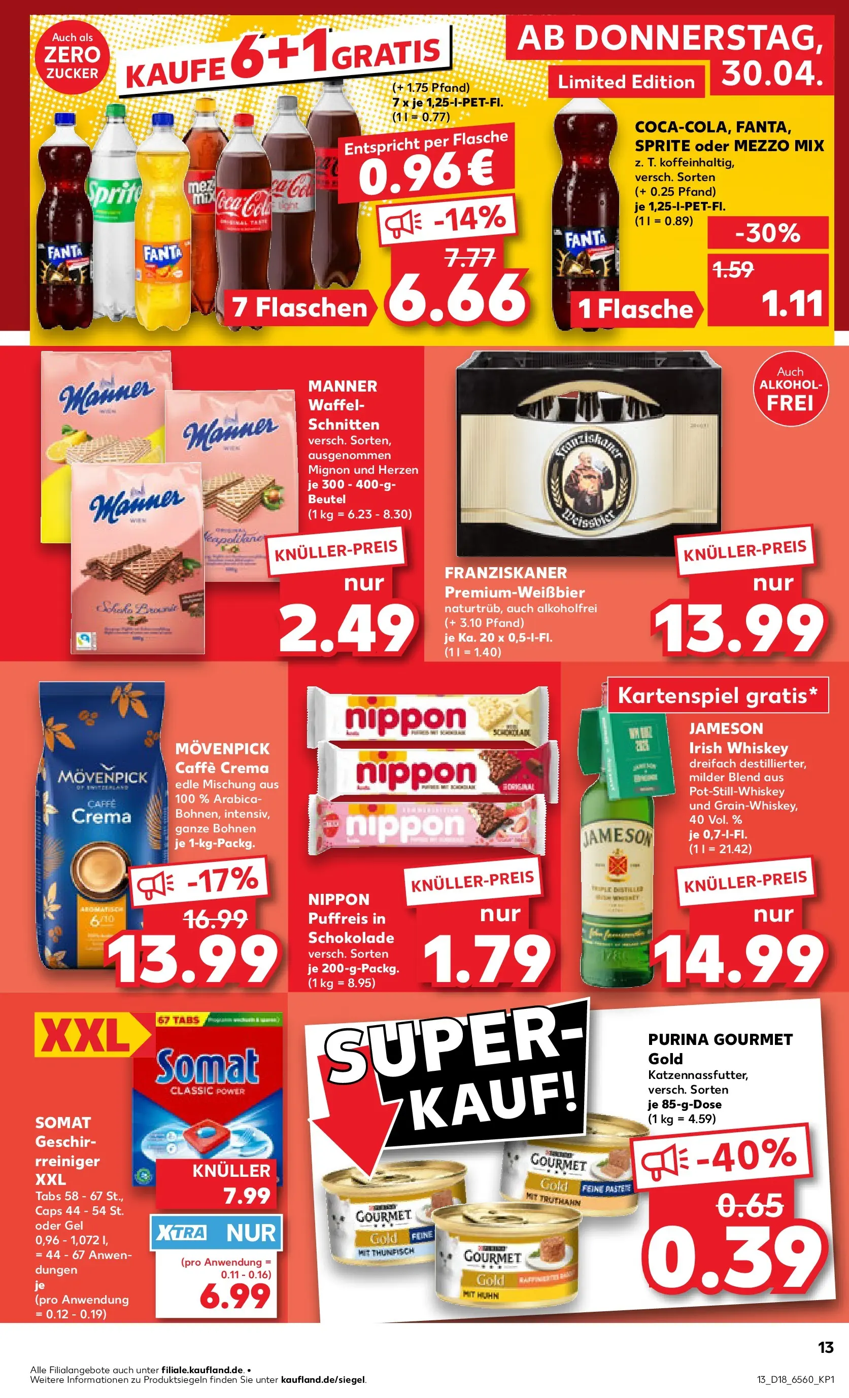 Prospekt Kaufland ab 29.04.2026 » Angebote Online zum Blättern | Seite: 13 | Produkte: Franziskaner, Fanta, Sprite, Jameson