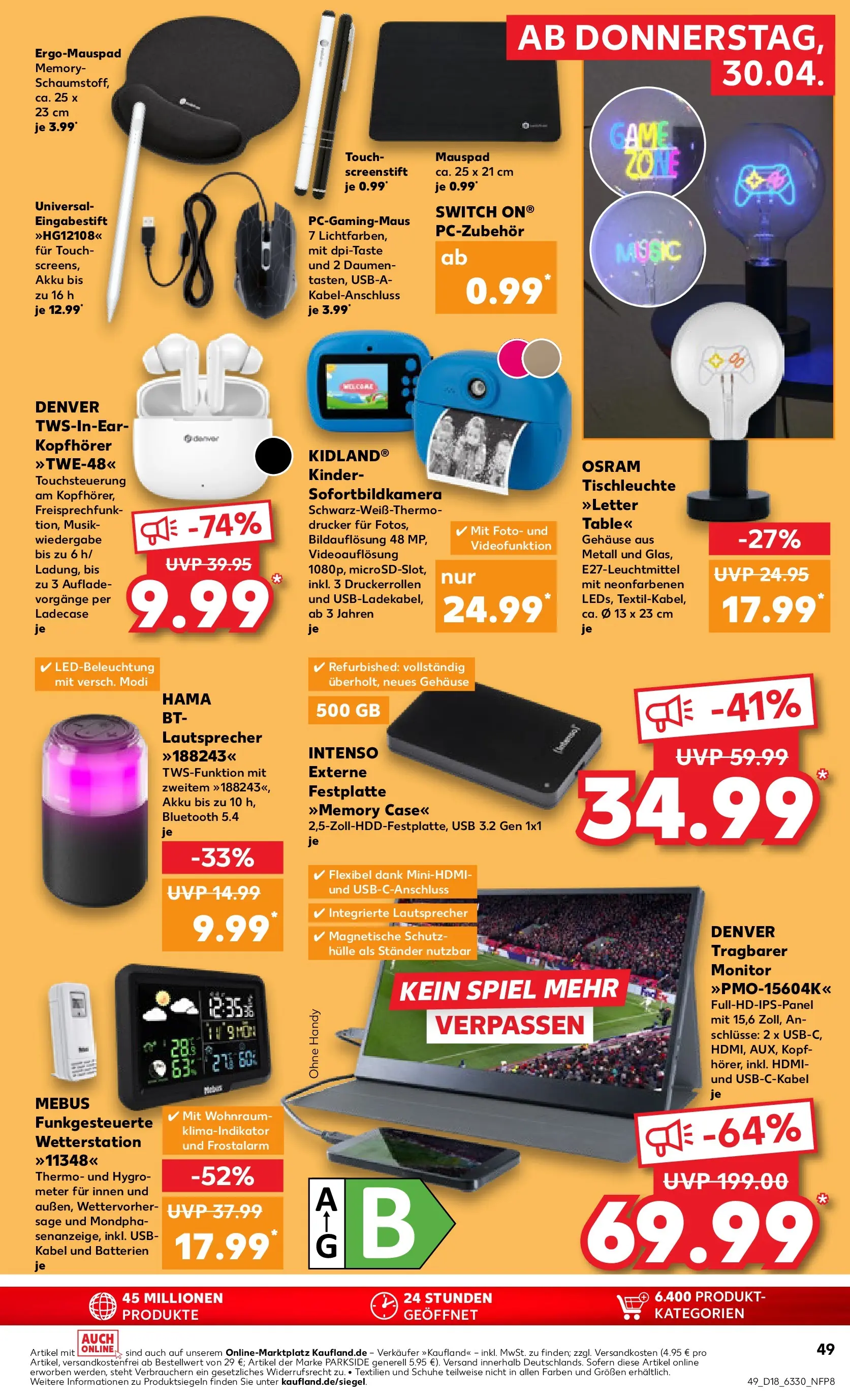 Prospekt Kaufland ab 29.04.2026 » Angebote Online zum Blättern | Seite: 47 | Produkte: Kabel, USB, Batterien, Kopfhörer