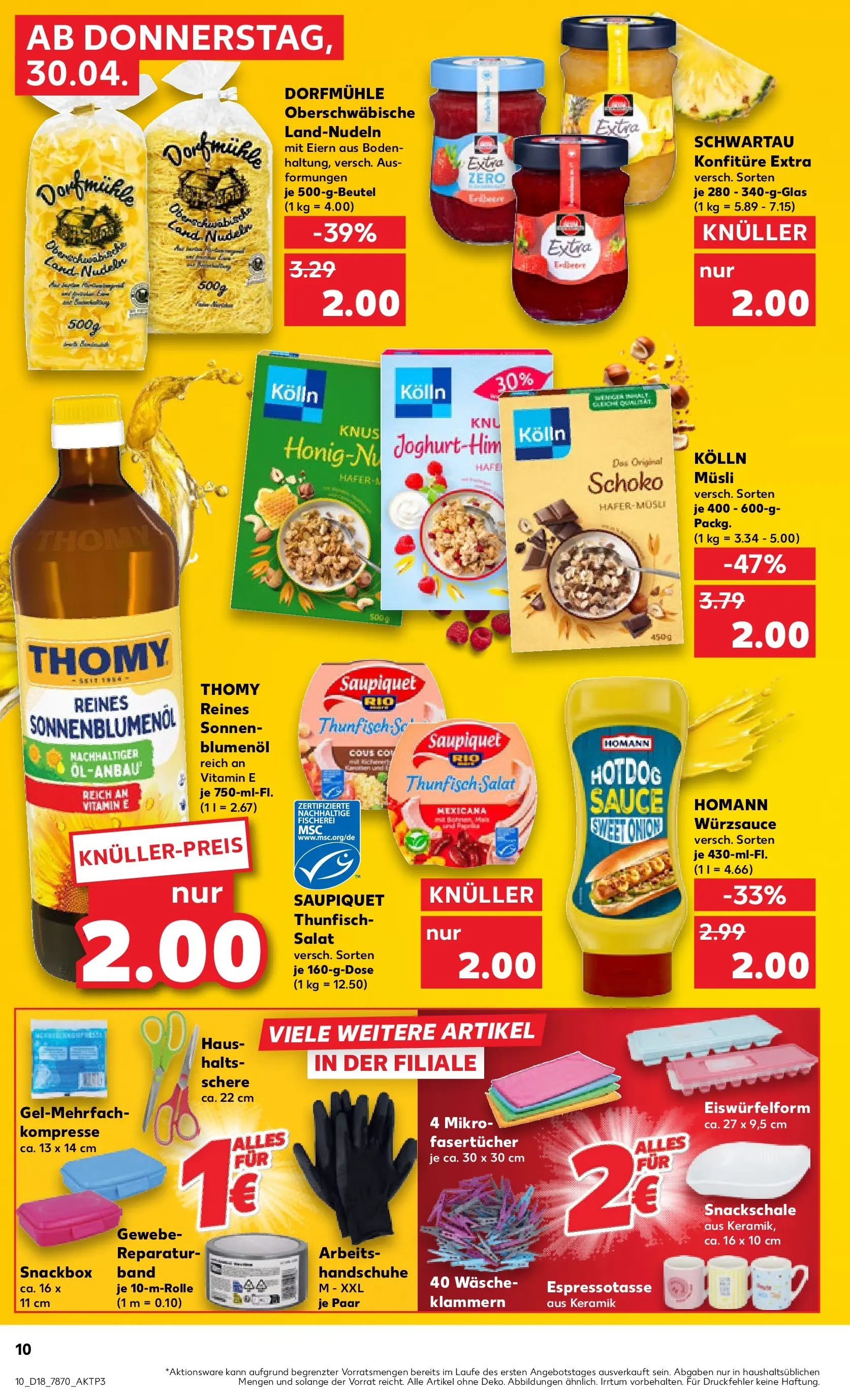Prospekt Kaufland ab 30.04.2026 » Angebote Online zum Blättern | Seite: 10 | Produkte: Sonnenblumenol, Pasta, Nudeln, Handschuhe