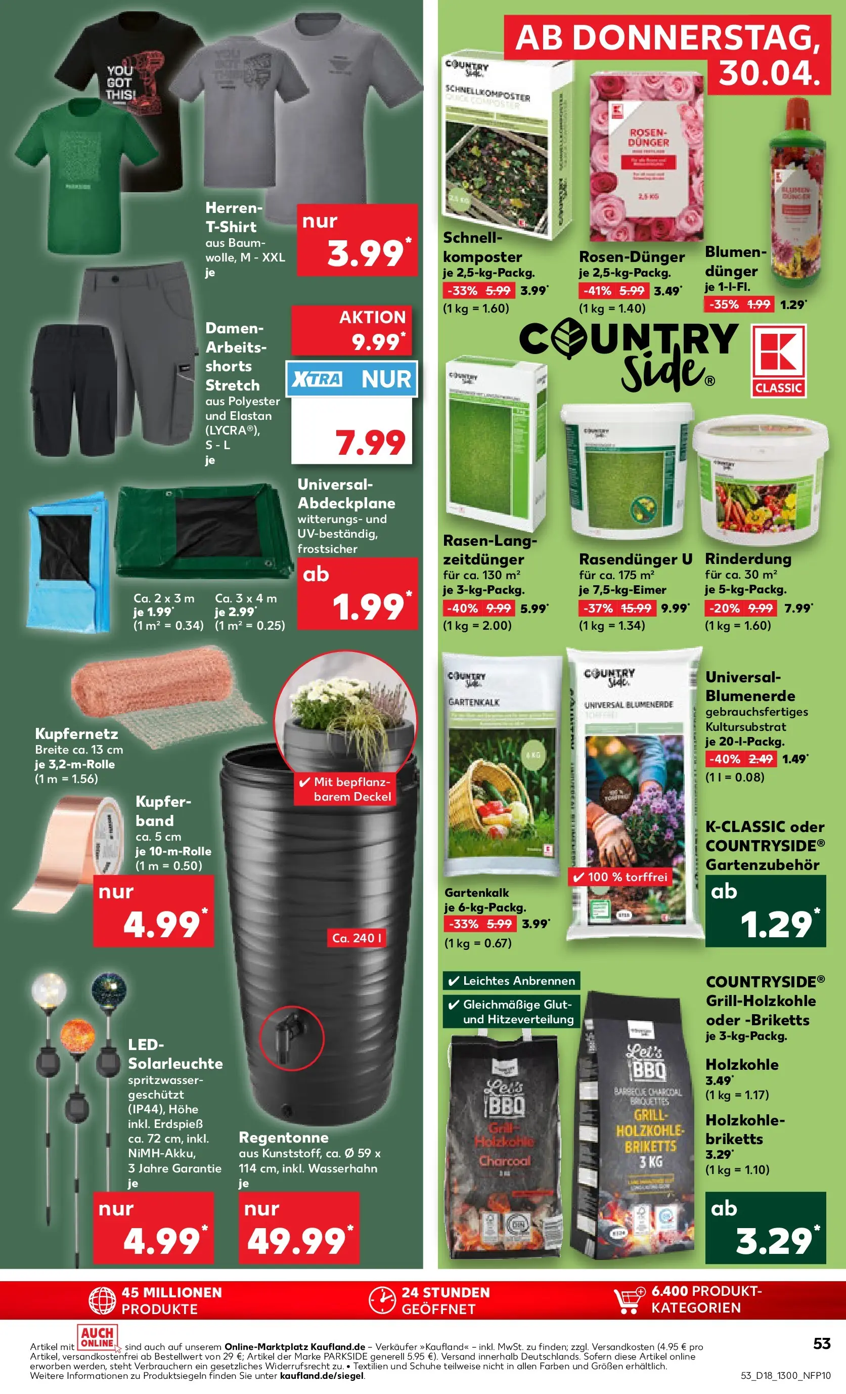 Prospekt Kaufland ab 29.04.2026 » Angebote Online zum Blättern | Seite: 53 | Produkte: Grill, T-Shirt, Blumen, Solarleuchte