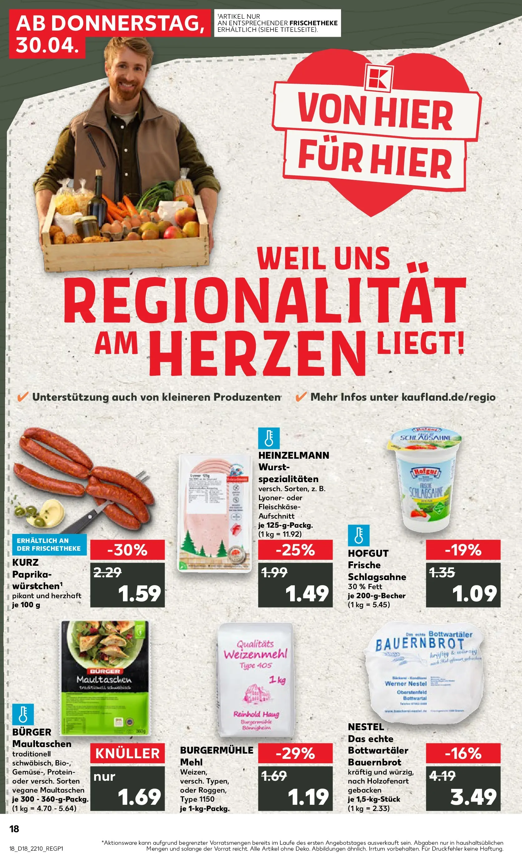 Prospekt Kaufland ab 30.04.2026 » Angebote Online zum Blättern | Seite: 18 | Produkte: Burger, Weizenmehl, Wurst, Pasta
