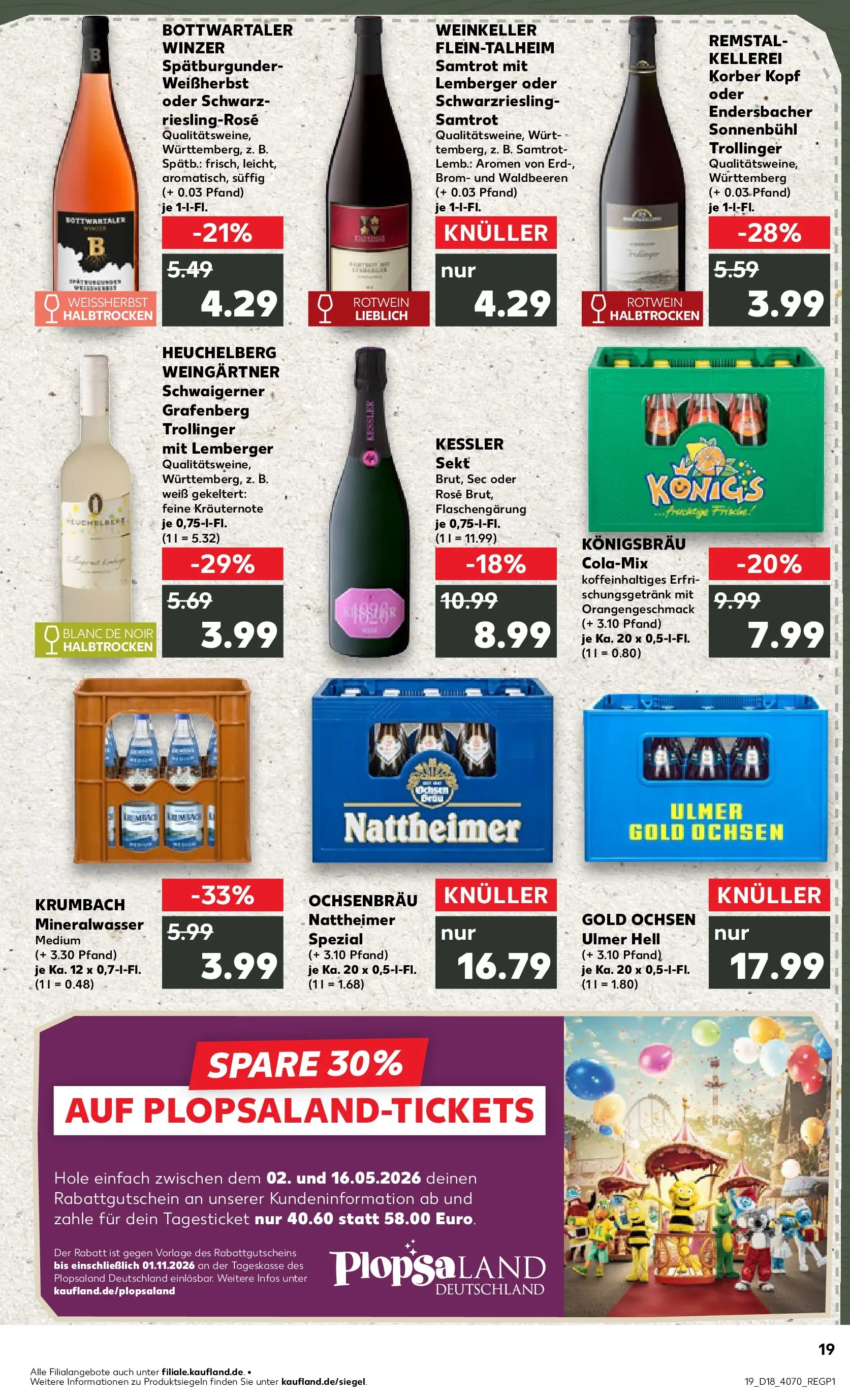 Prospekt Kaufland ab 30.04.2026 » Angebote Online zum Blättern | Seite: 19 | Produkte: Rotwein, Sekt, Mineralwasser