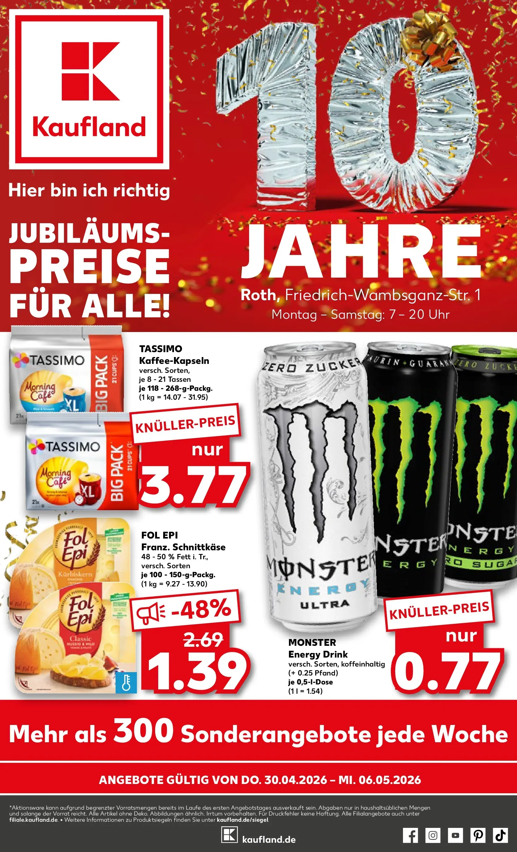 Prospekt Kaufland ab 30.04.2026 » Angebote Online zum Blättern | Seite: 1 | Produkte: Energy, Monster, Tassimo, Uhr