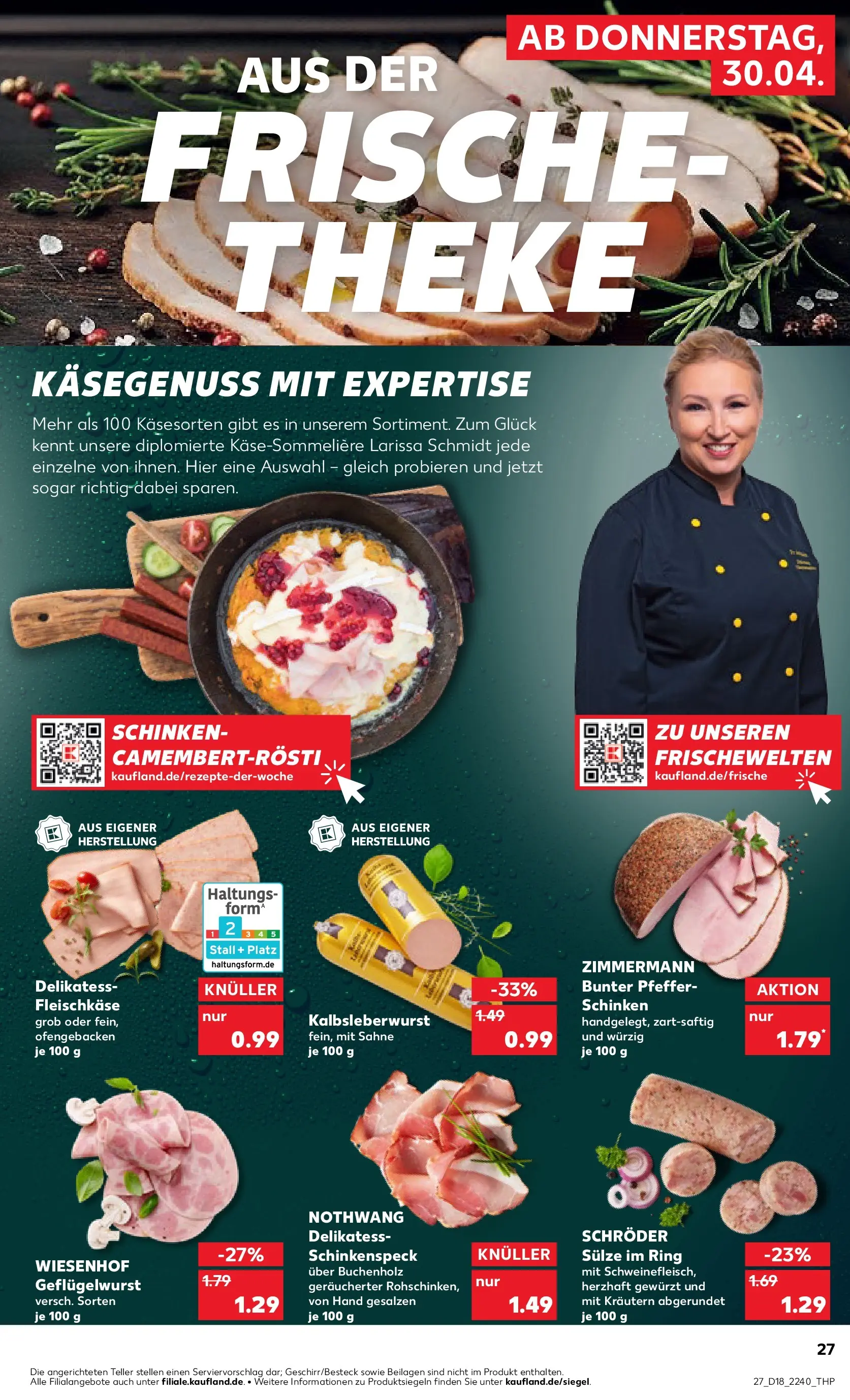 Prospekt Kaufland ab 29.04.2026 » Angebote Online zum Blättern | Seite: 27 | Produkte: Theke, Pfeffer, Schinken, Sahne