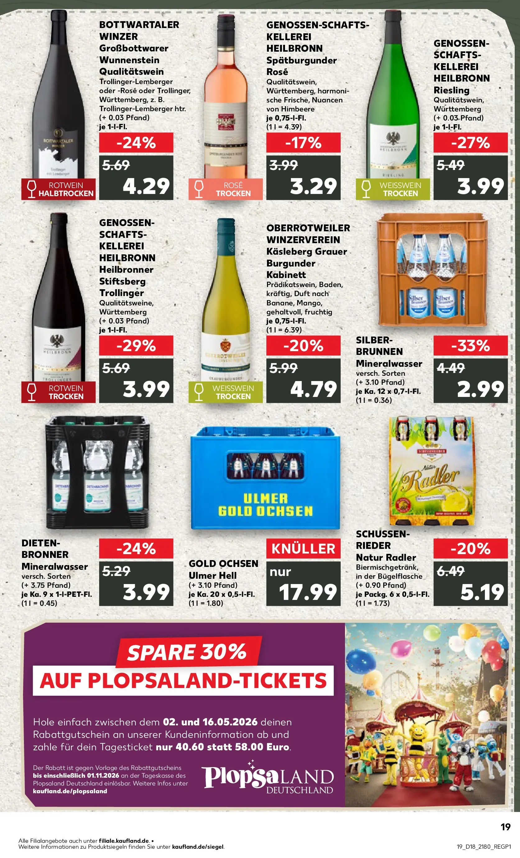 Prospekt Kaufland ab 30.04.2026 » Angebote Online zum Blättern | Seite: 19 | Produkte: Weißwein, Weißwein trocken, Duft, Radler