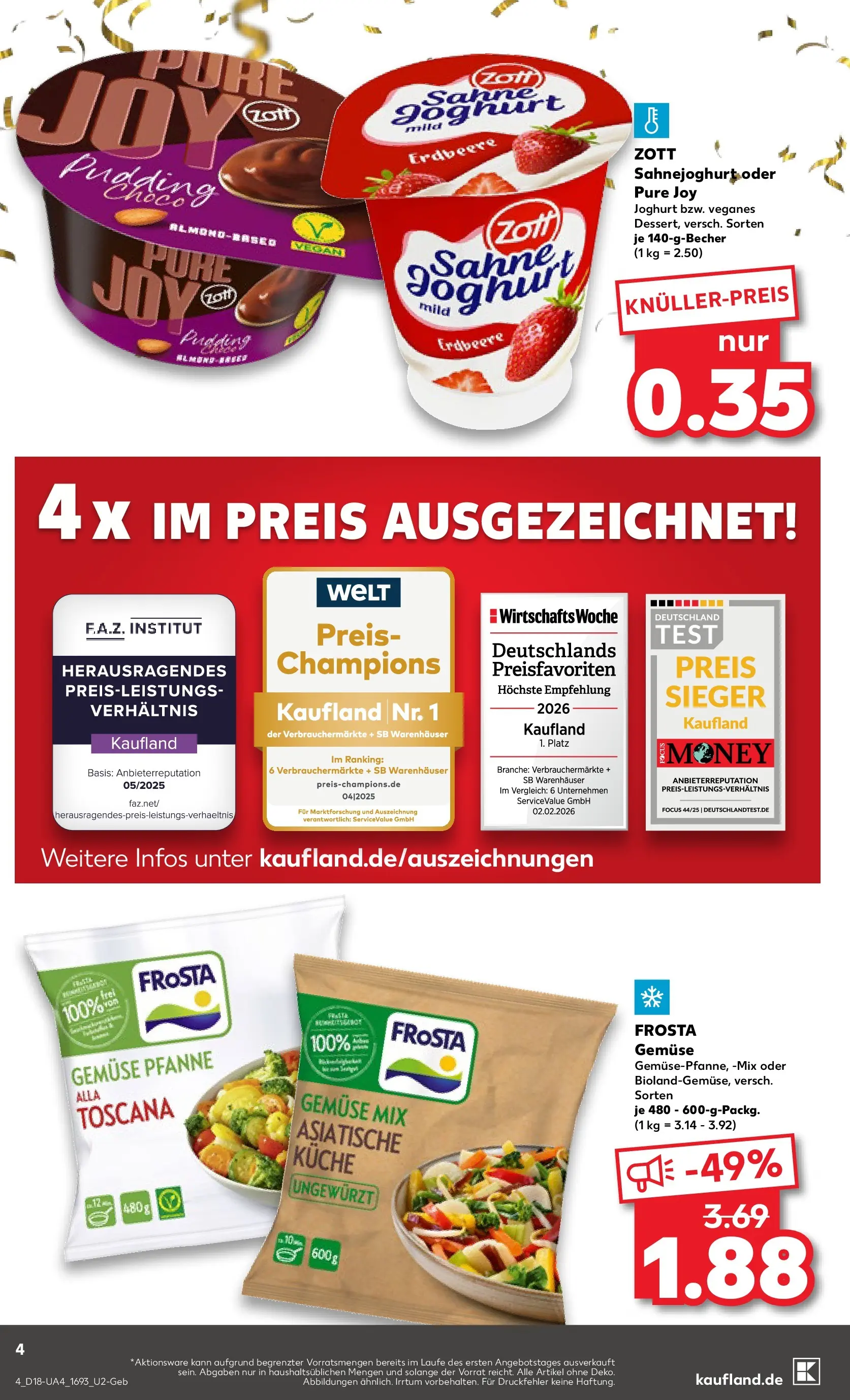 Prospekt Kaufland ab 30.04.2026 » Angebote Online zum Blättern | Seite: 4 | Produkte: Joghurt, Küche, Pudding, Frosta