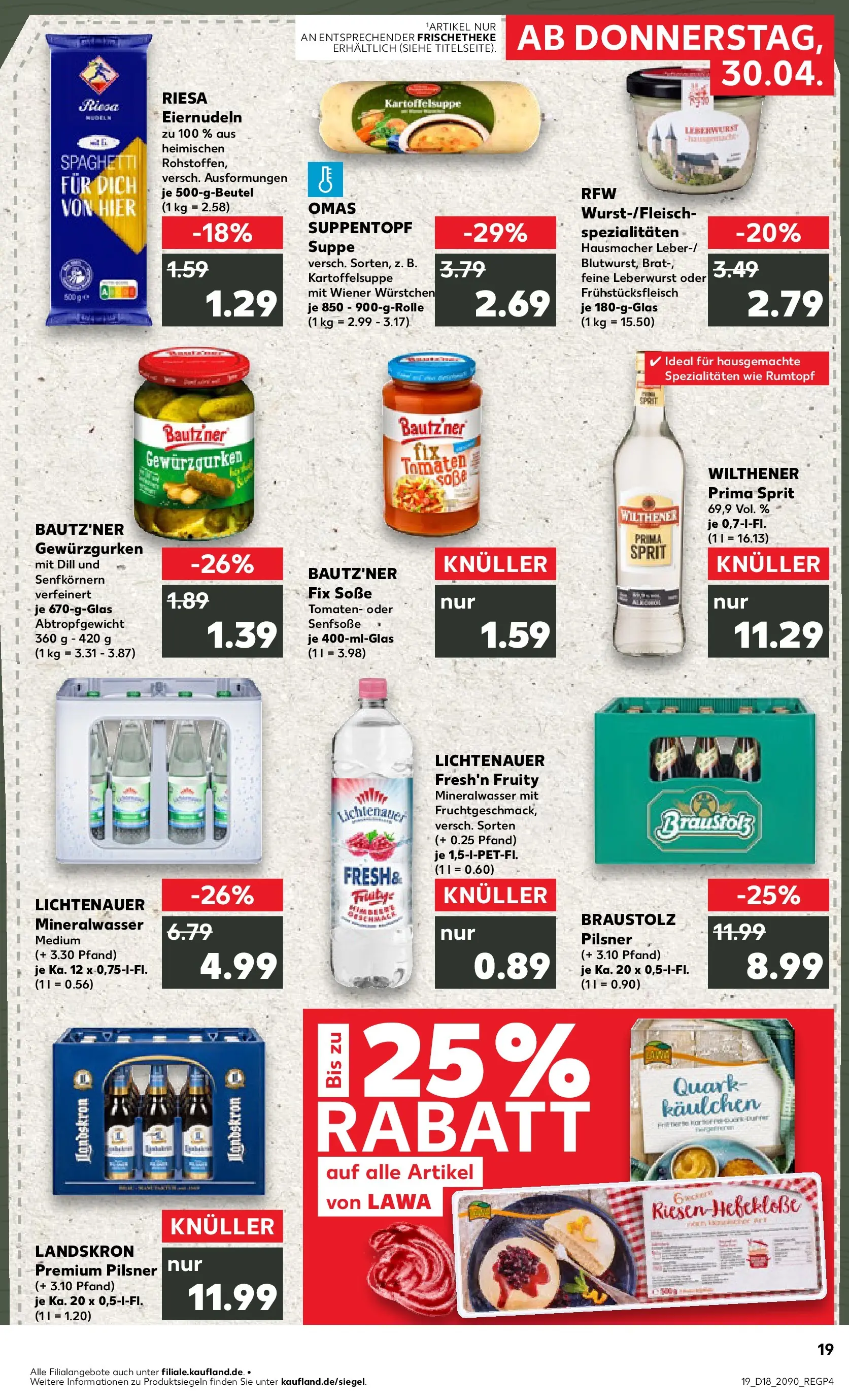 Prospekt Kaufland ab 30.04.2026 » Angebote Online zum Blättern | Seite: 19 | Produkte: Wiener wurstchen, Tomaten, Mineralwasser, Dill