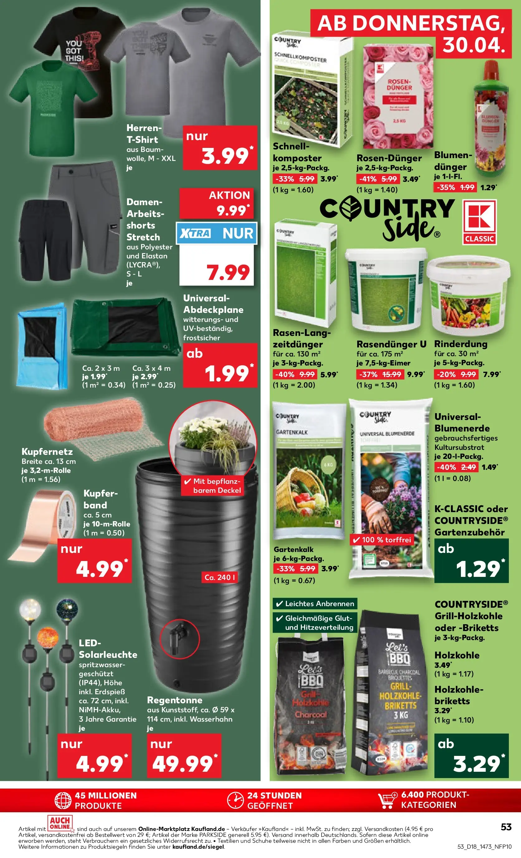 Prospekt Kaufland ab 29.04.2026 » Angebote Online zum Blättern | Seite: 53 | Produkte: Grill, T-Shirt, Blumen, Solarleuchte