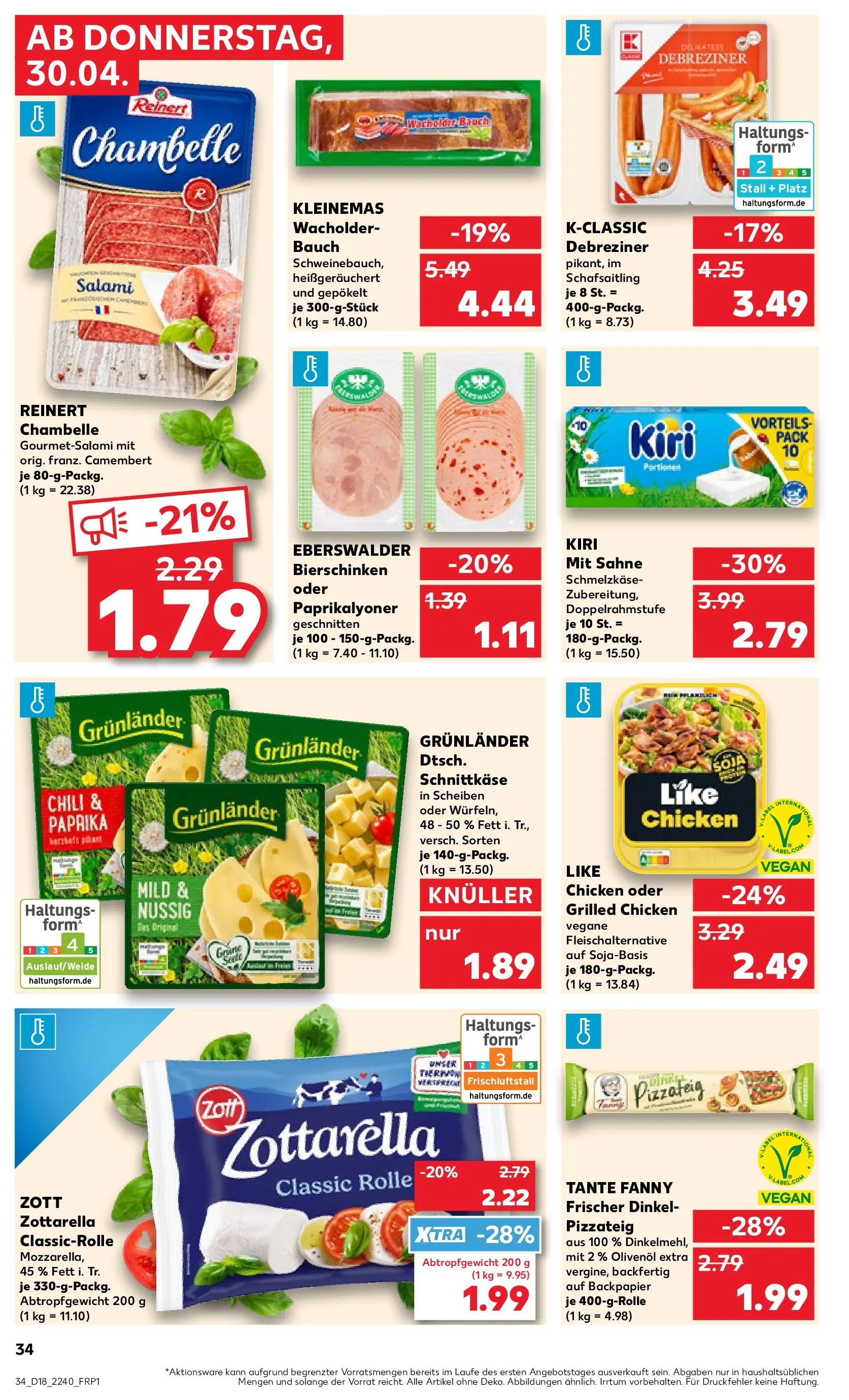Prospekt Kaufland ab 29.04.2026 » Angebote Online zum Blättern | Seite: 34 | Produkte: Mozzarella, Grunlander, Salami, Pizza