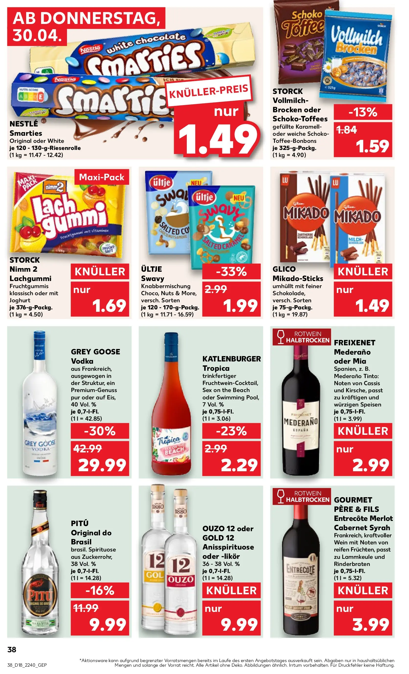 Prospekt Kaufland ab 29.04.2026 » Angebote Online zum Blättern | Seite: 38 | Produkte: Ouzo, Merlot, Smarties, Vodka