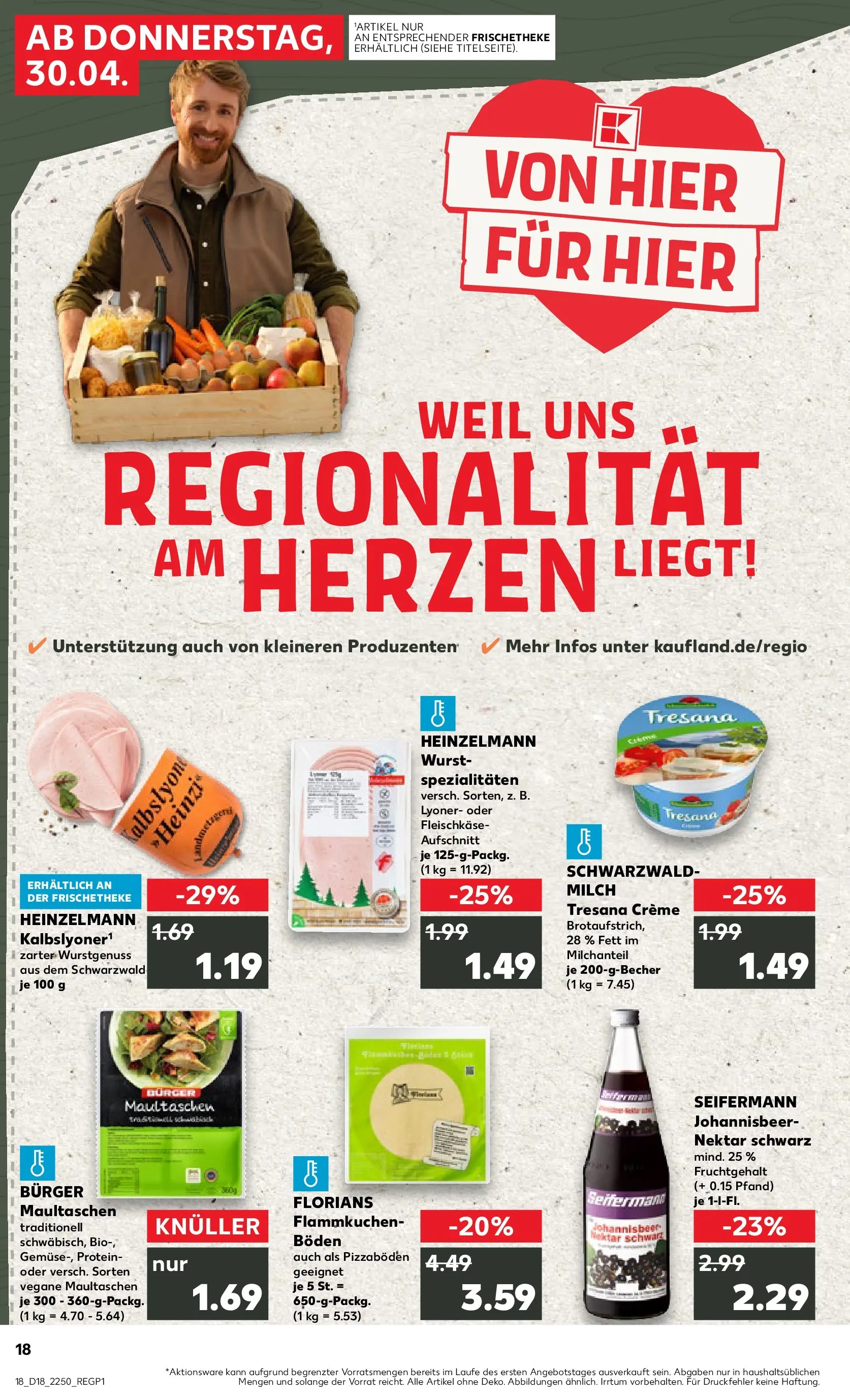 Prospekt Kaufland ab 30.04.2026 » Angebote Online zum Blättern | Seite: 18 | Produkte: Milch, Burger, Creme, Wurst