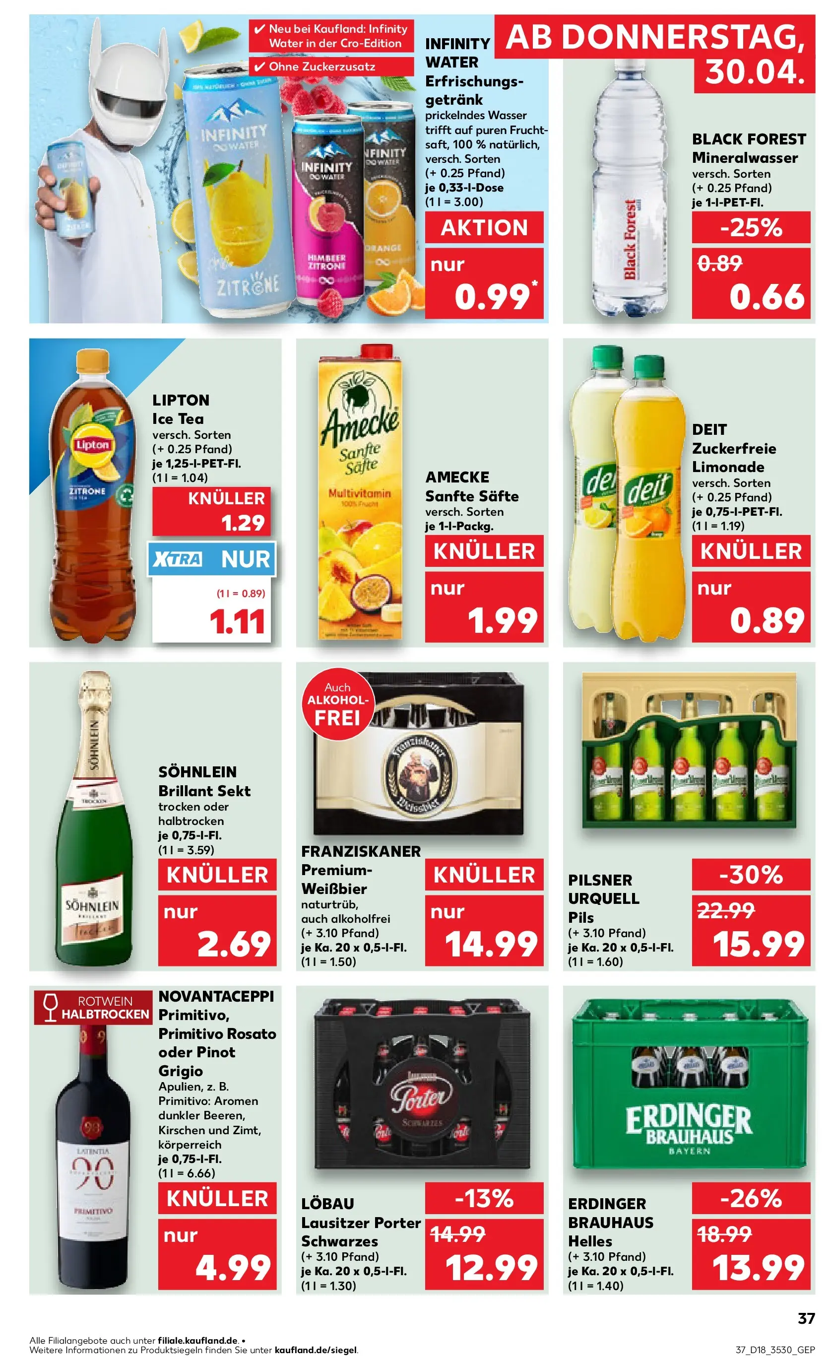 Prospekt Kaufland ab 30.04.2026 » Angebote Online zum Blättern | Seite: 37 | Produkte: Franziskaner, Erdinger, Mineralwasser, Zitrone