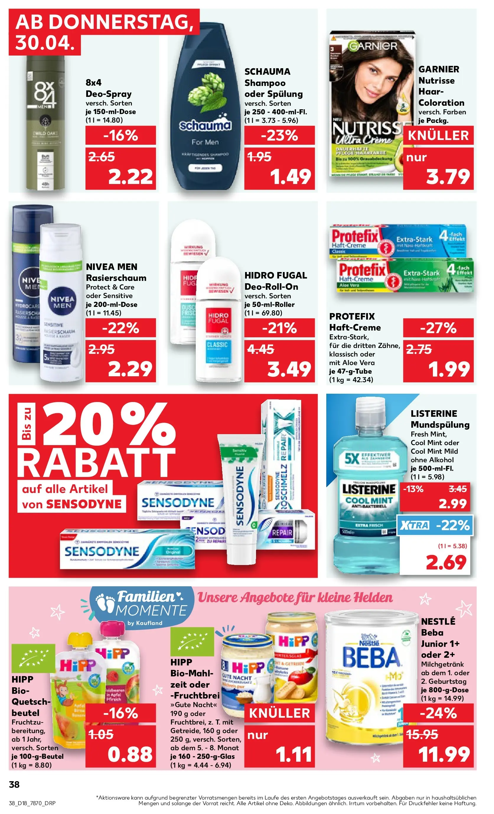 Prospekt Kaufland ab 30.04.2026 » Angebote Online zum Blättern | Seite: 38 | Produkte: Spülung, Creme, Rasierschaum, Deospray