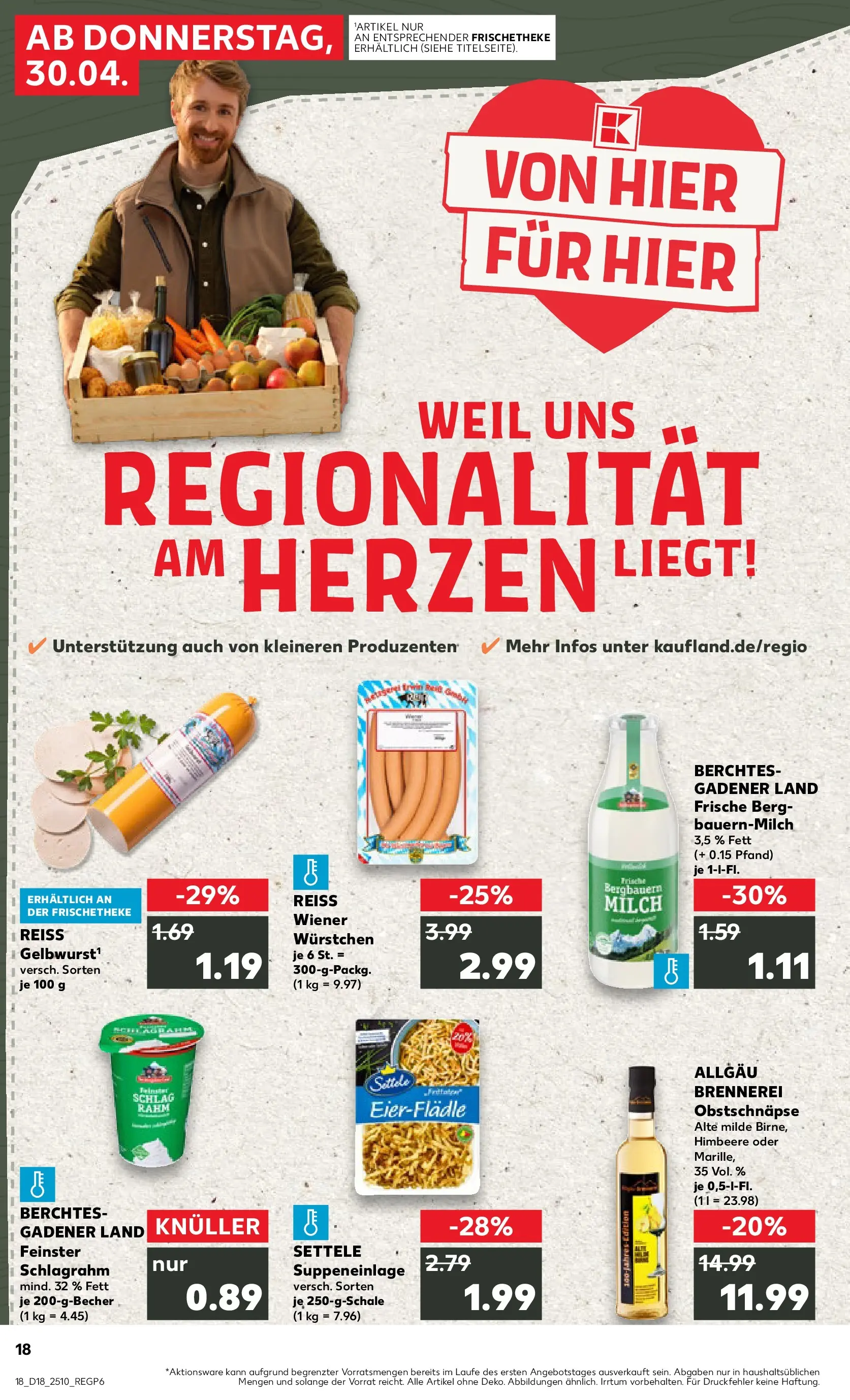 Prospekt Kaufland ab 30.04.2026 » Angebote Online zum Blättern | Seite: 18 | Produkte: Wiener wurstchen, Milch, Himbeere
