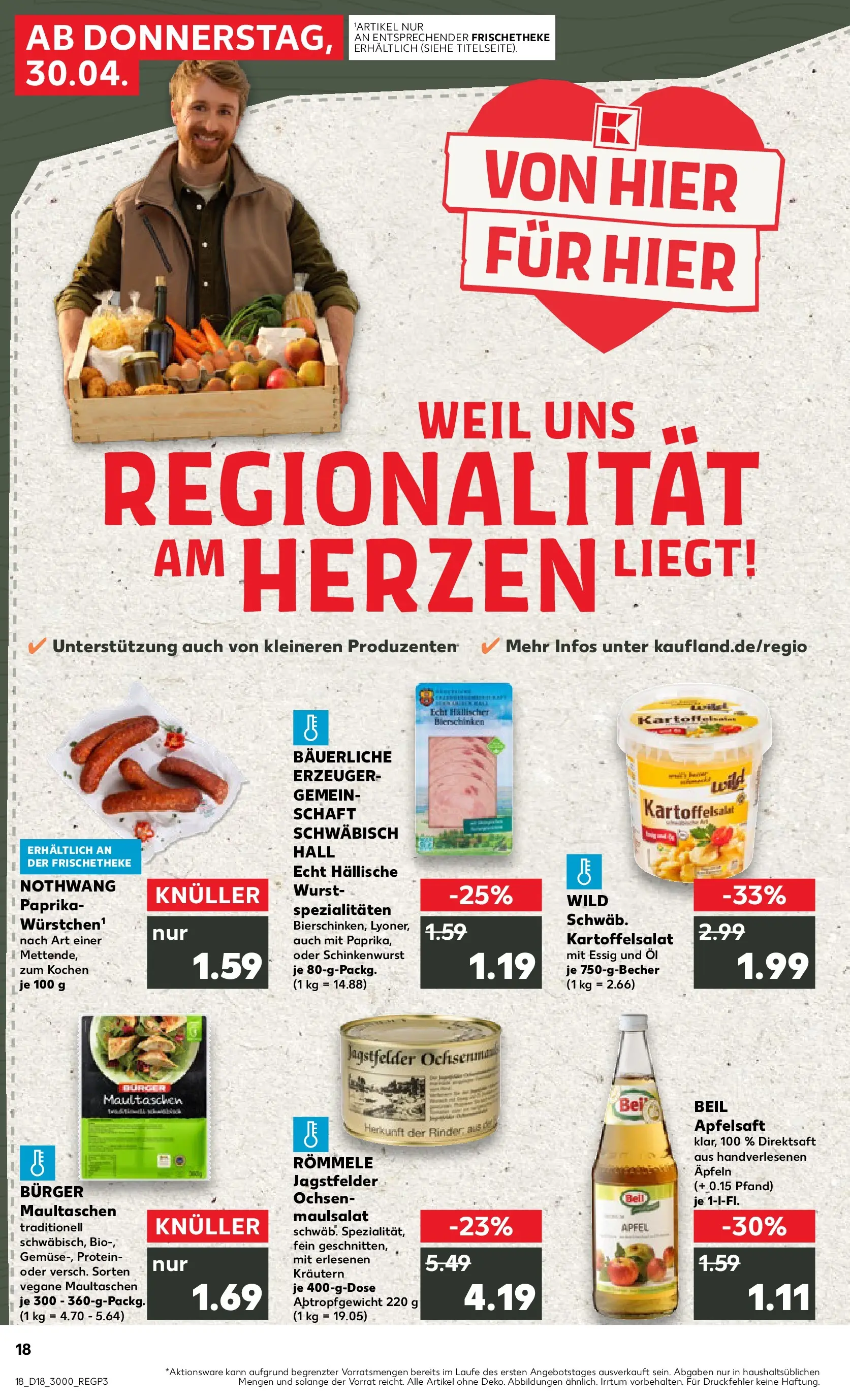 Prospekt Kaufland ab 30.04.2026 » Angebote Online zum Blättern | Seite: 18 | Produkte: Essig, Äpfel, Paprika, Pasta