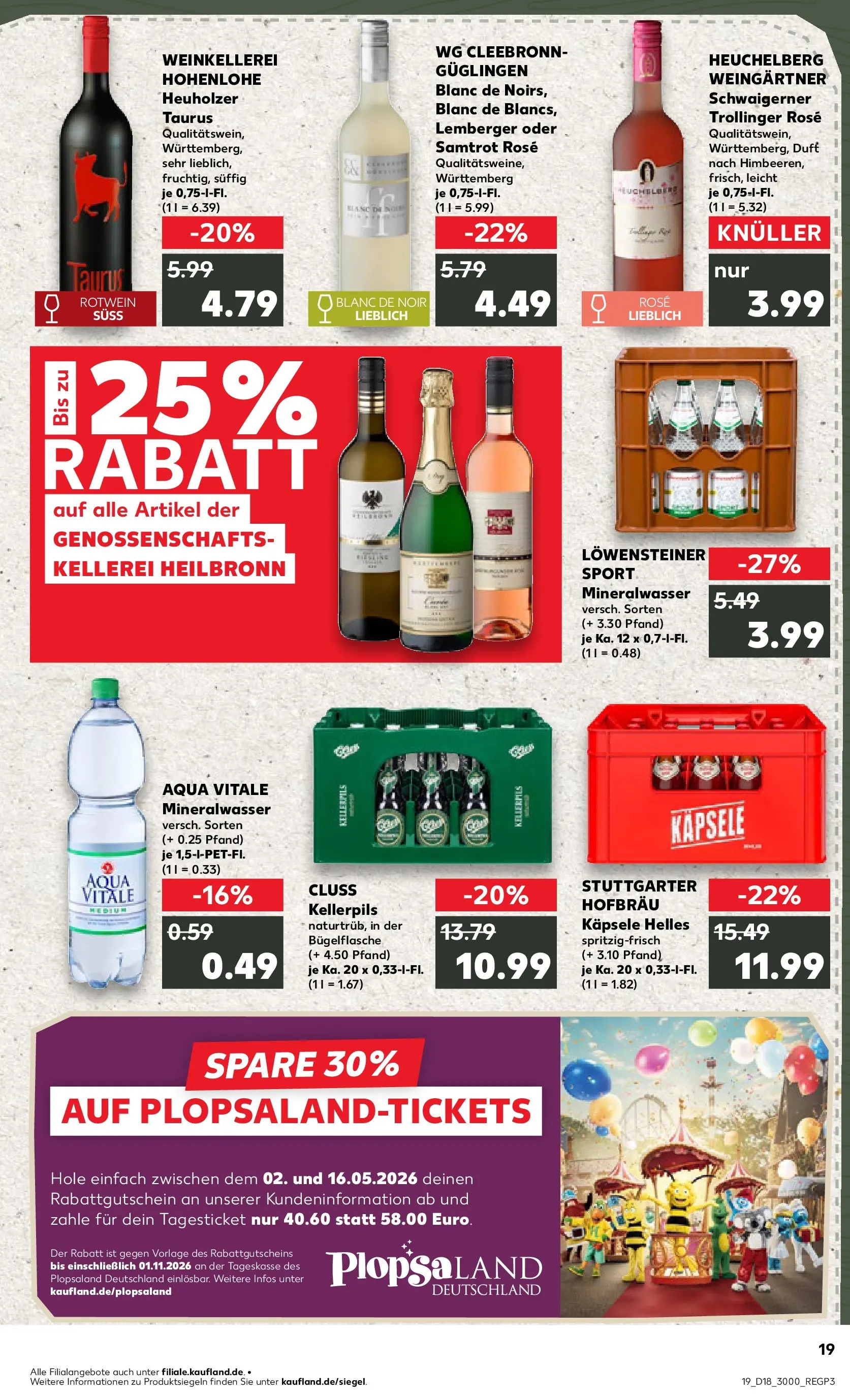 Prospekt Kaufland ab 30.04.2026 » Angebote Online zum Blättern | Seite: 19 | Produkte: Rotwein, Duft, Mineralwasser