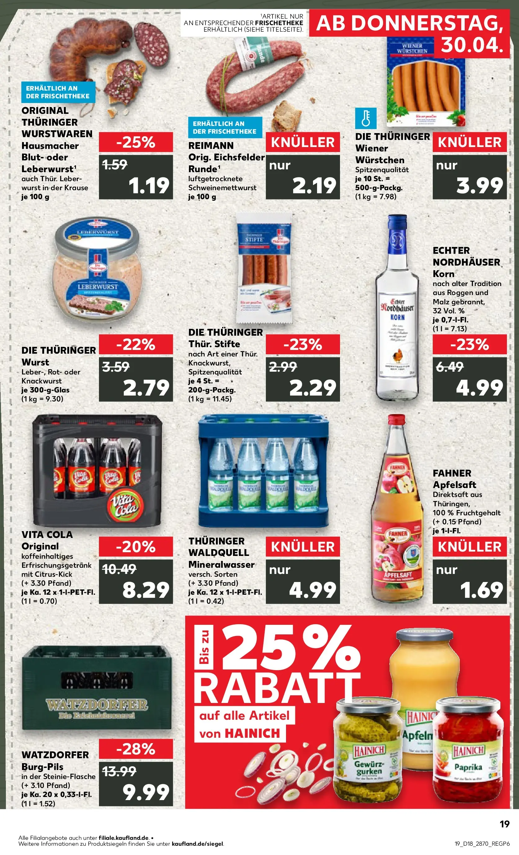 Prospekt Kaufland ab 30.04.2026 » Angebote Online zum Blättern | Seite: 19 | Produkte: Cola, Apple, Wurst, Gurken