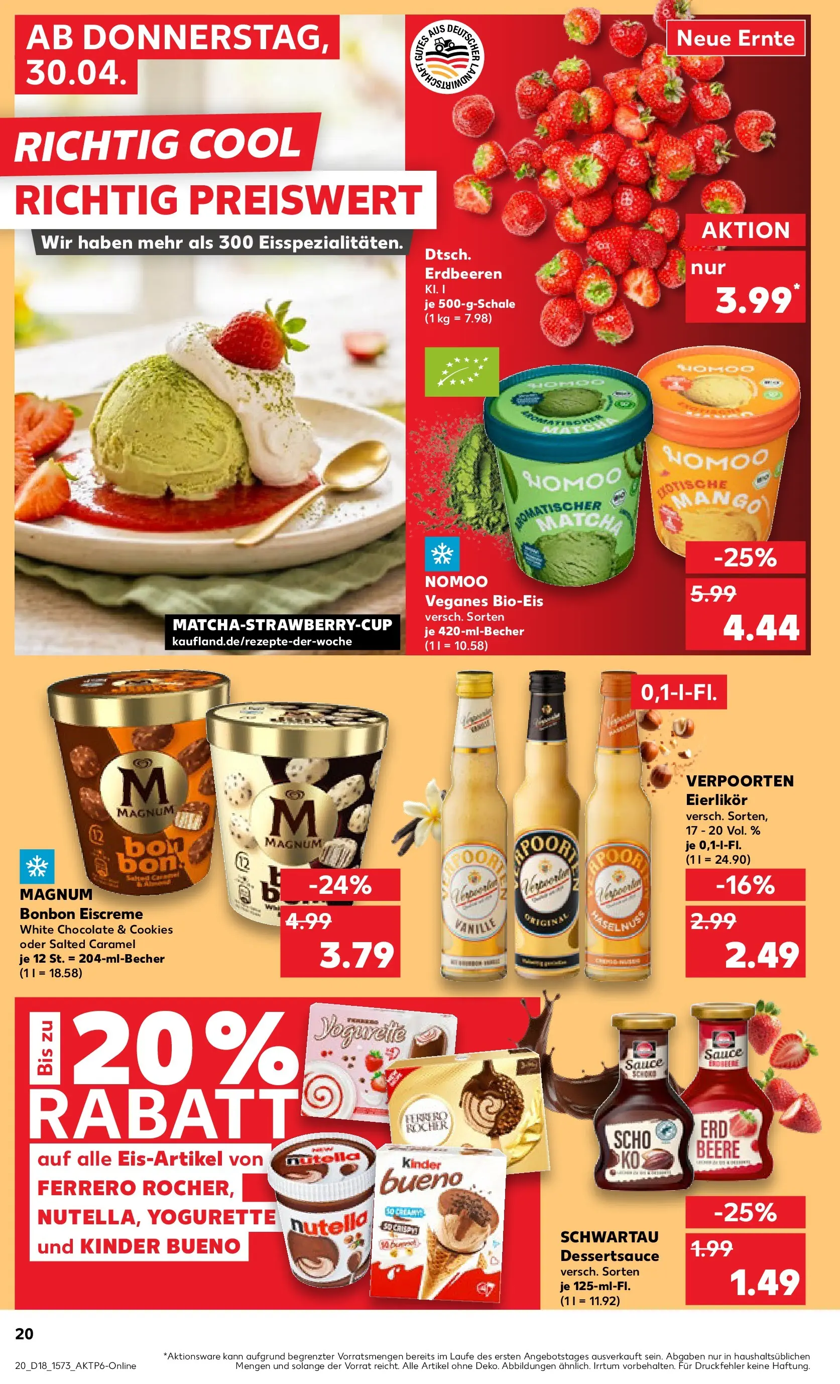 Prospekt Kaufland ab 30.04.2026 » Angebote Online zum Blättern | Seite: 20 | Produkte: Yogurette, Kinder bueno, Mango, Erdbeeren