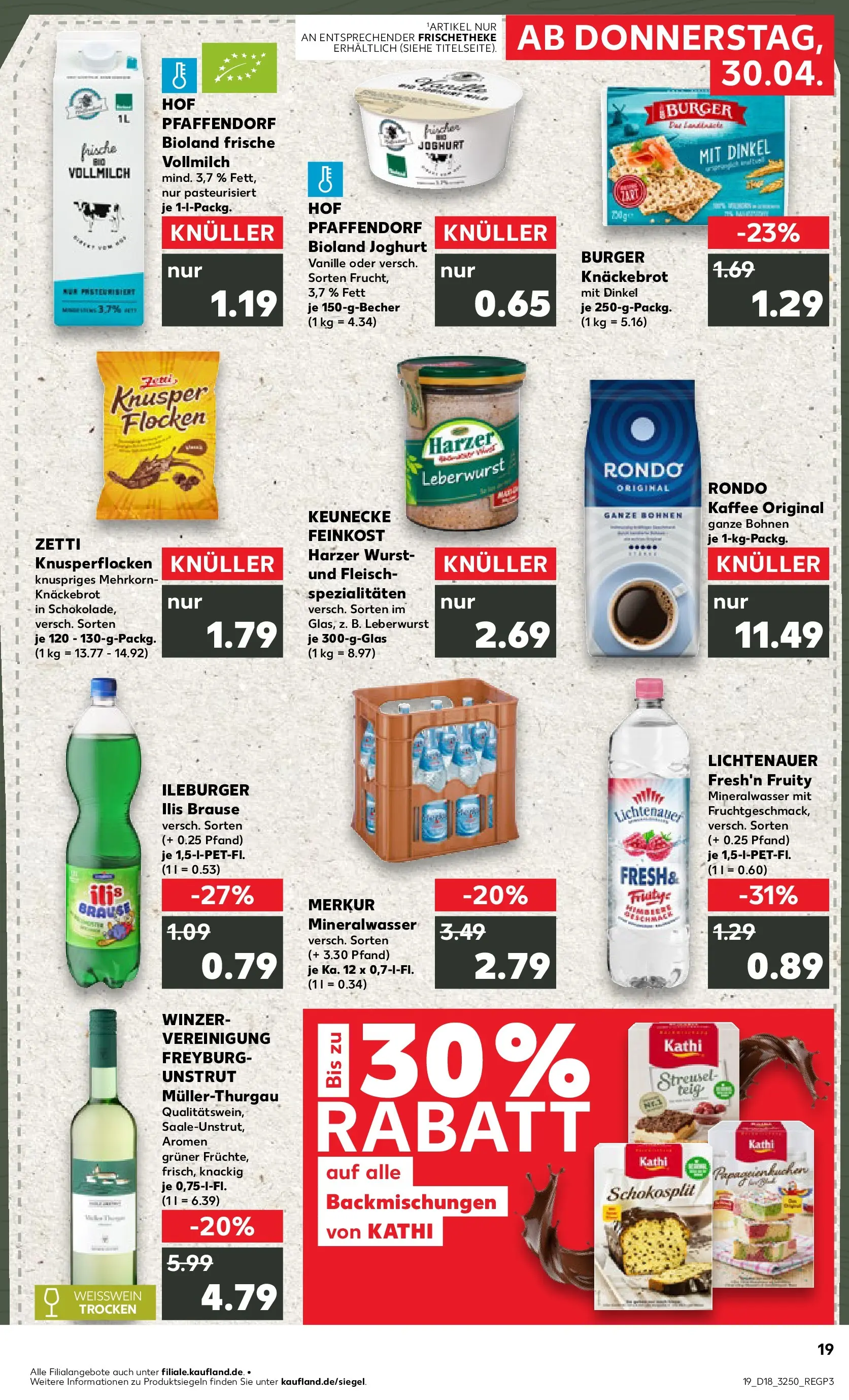 Prospekt Kaufland ab 30.04.2026 » Angebote Online zum Blättern | Seite: 19 | Produkte: Kaffee, Burger, Wurst, Fleisch