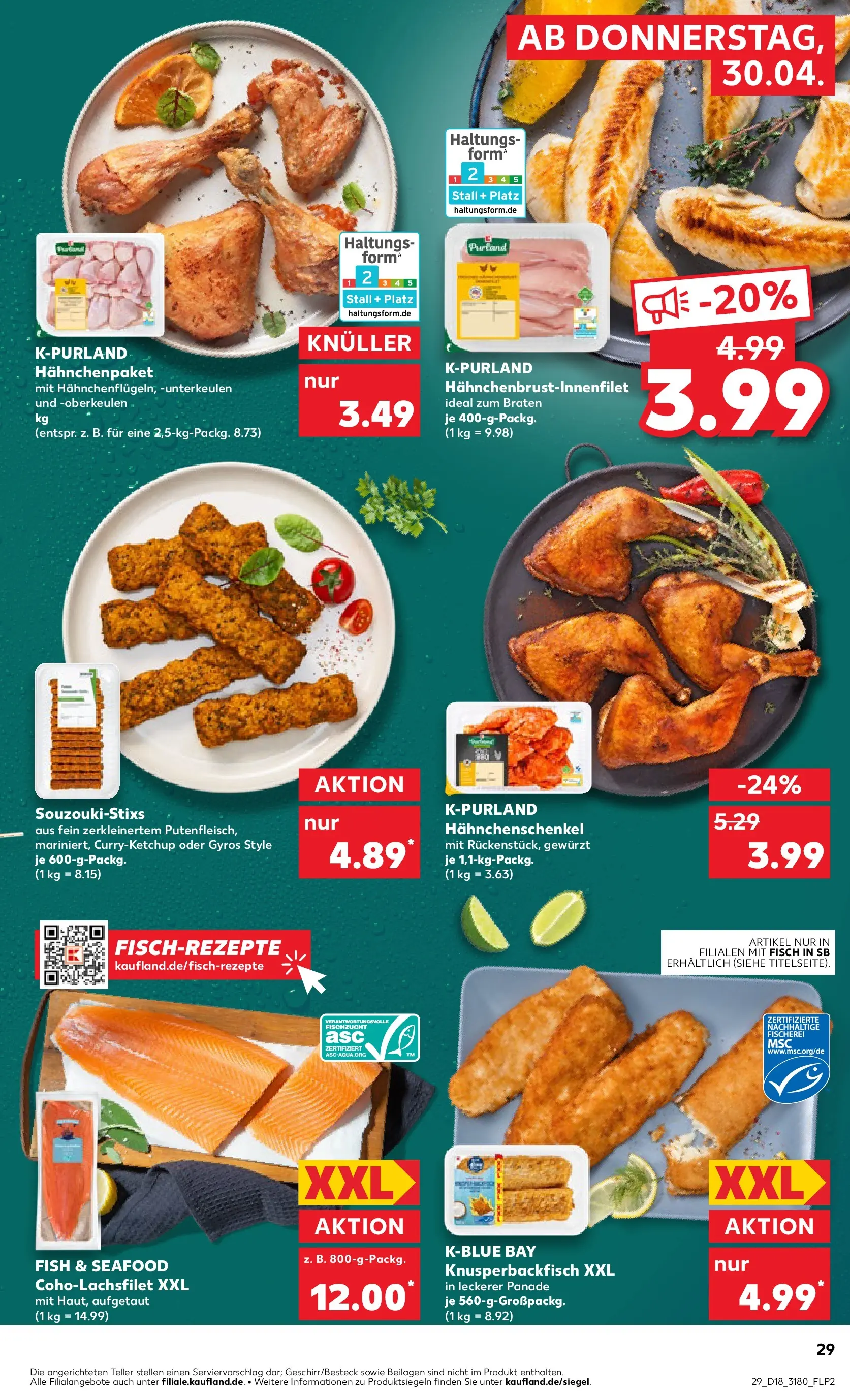 Prospekt Kaufland ab 30.04.2026 » Angebote Online zum Blättern | Seite: 29 | Produkte: Hahnchenschenkel, Fisch, Gyros
