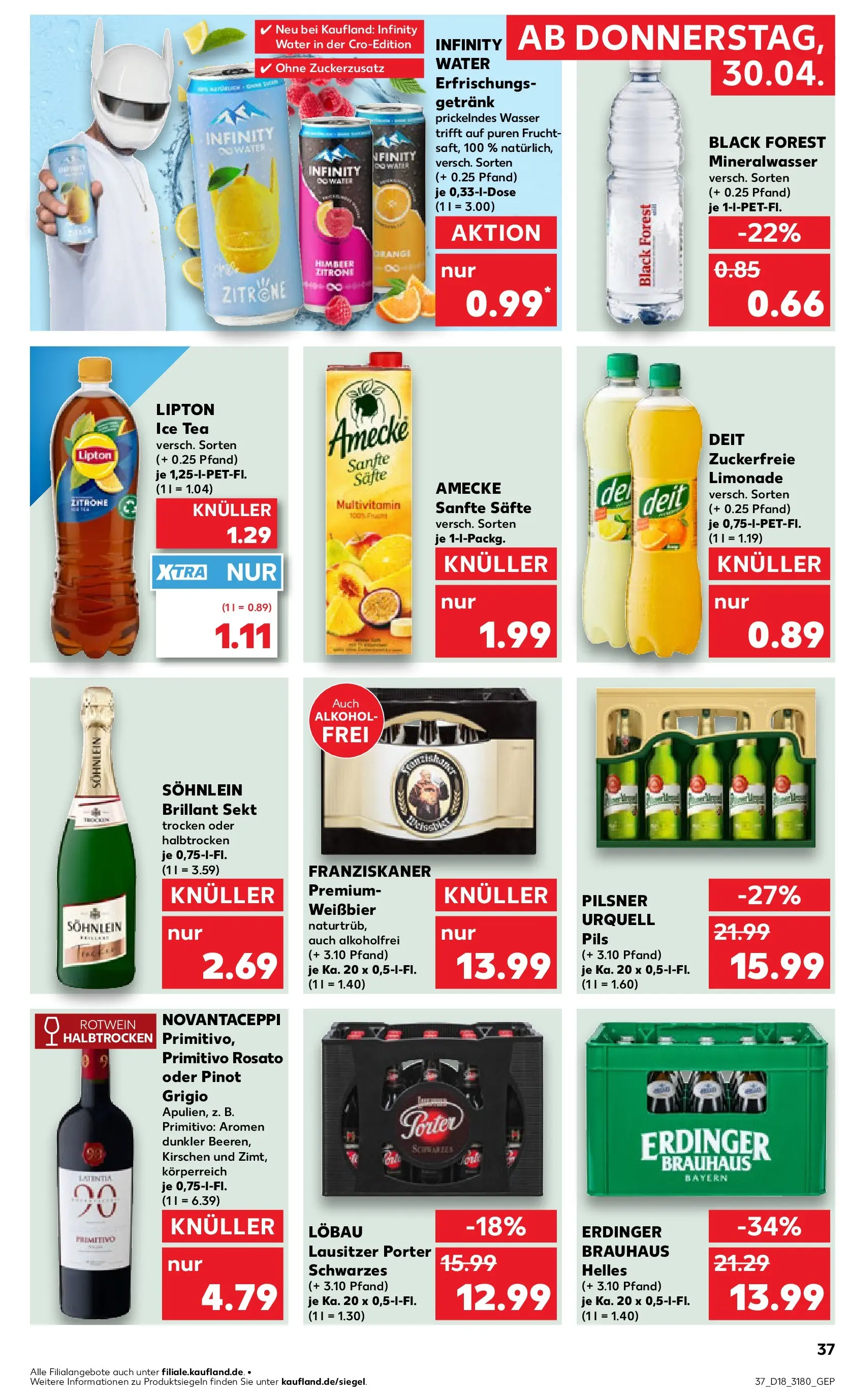 Prospekt Kaufland ab 30.04.2026 » Angebote Online zum Blättern | Seite: 37 | Produkte: Weißbier, Rotwein, Limonade, Pilsner urquell