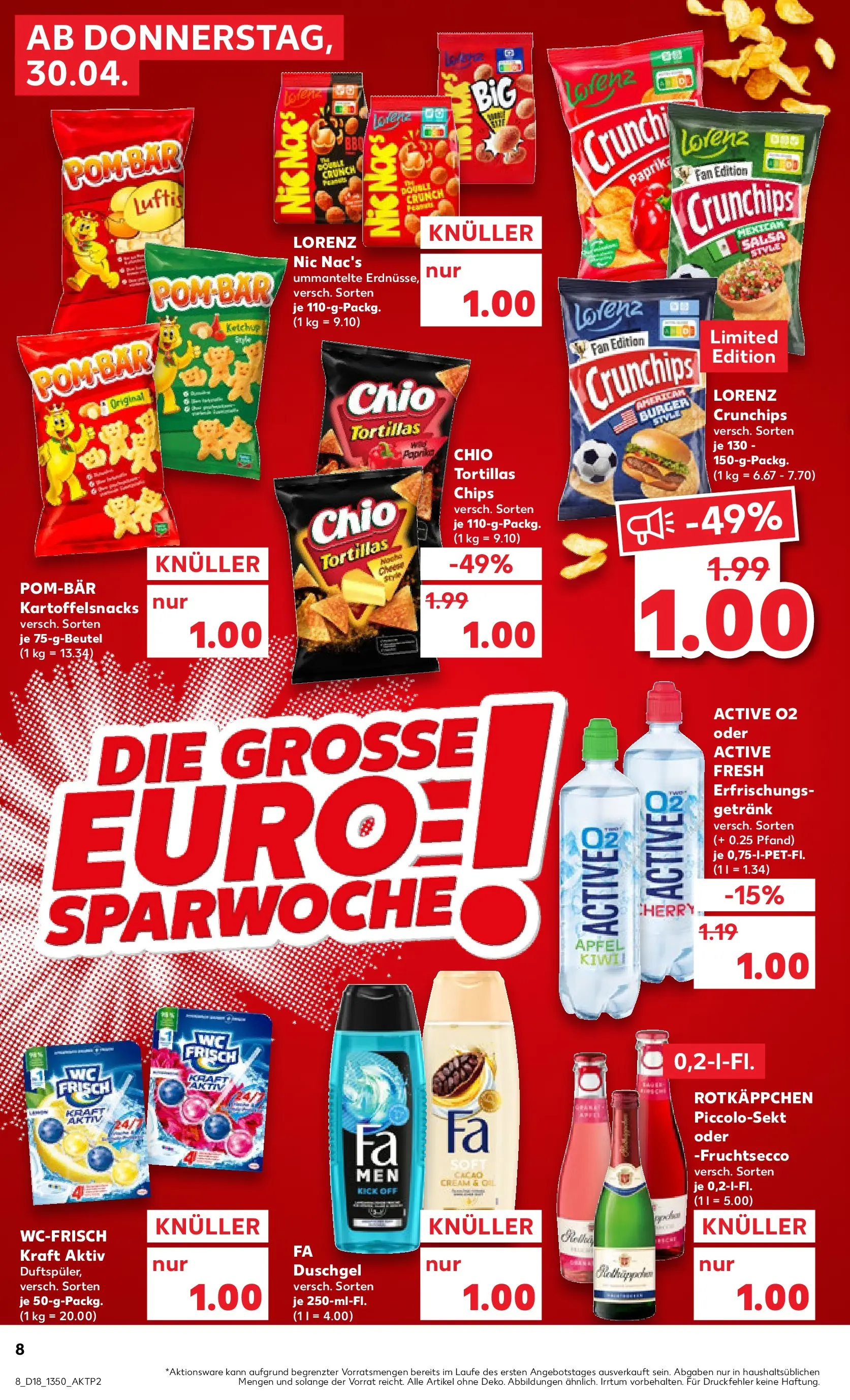 Prospekt Kaufland ab 30.04.2026 » Angebote Online zum Blättern | Seite: 8 | Produkte: Äpfel, POM-BÄR, Fruchtsecco, Chips