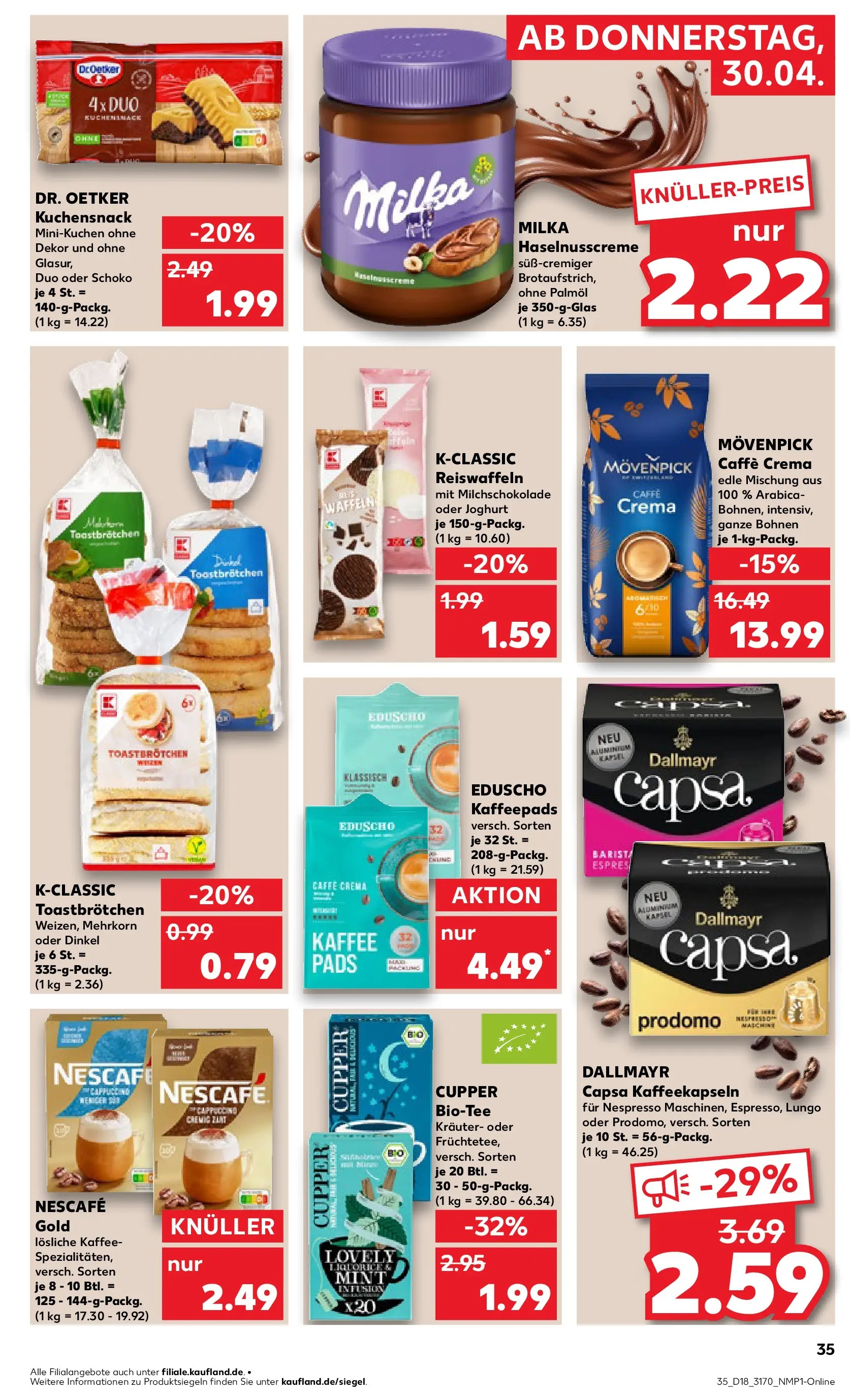 Prospekt Kaufland ab 30.04.2026 » Angebote Online zum Blättern | Seite: 35 | Produkte: Joghurt, Kaffee, Dallmayr, Eduscho